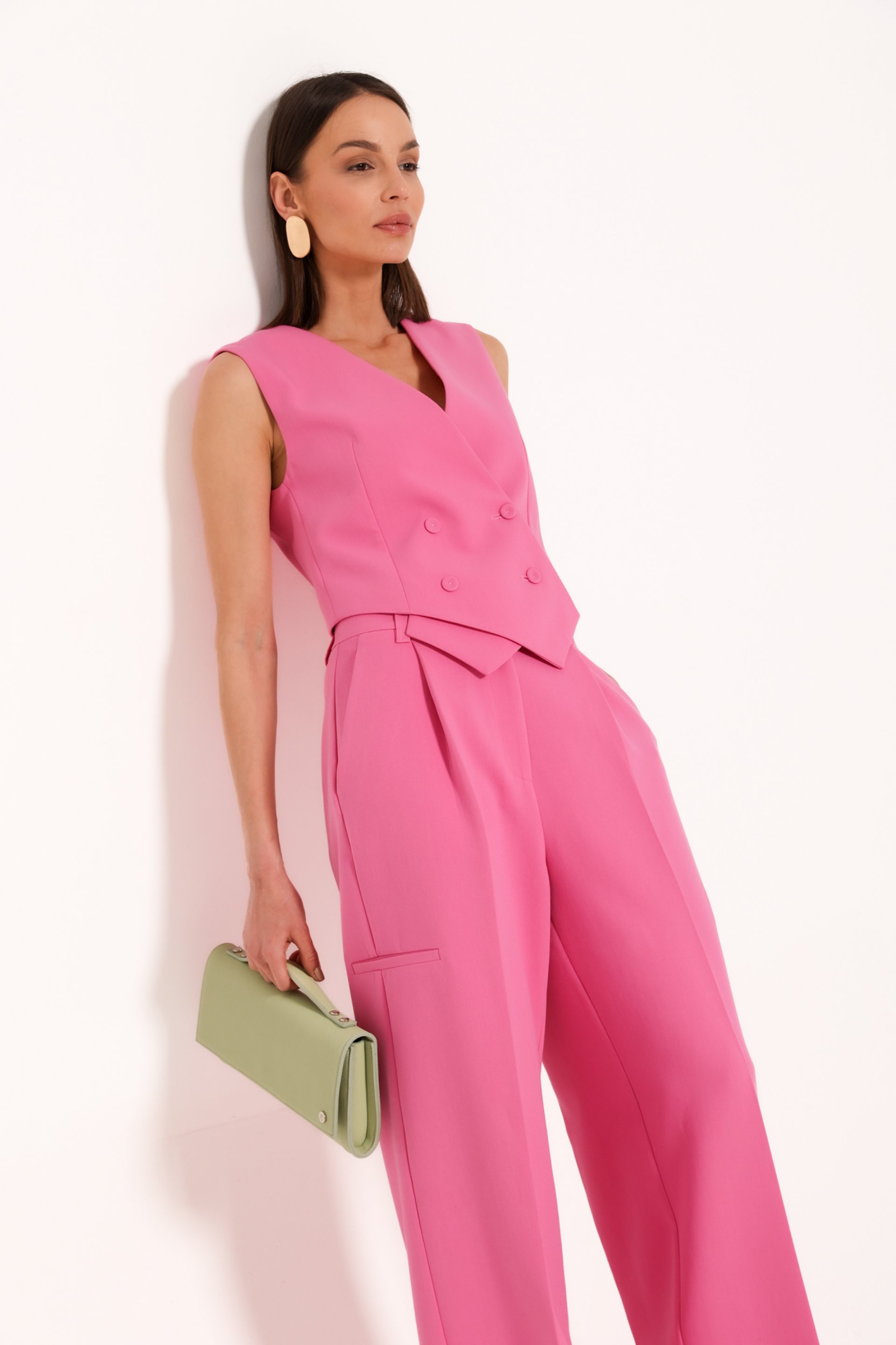 ROZE PRSLUK SA PREKLOPOM I DVOREDNIM KOPČANJEM – PS Fashion, ROZE PRSLUK SA PREKLOPOM I DVOREDNIM KOPČANJEM