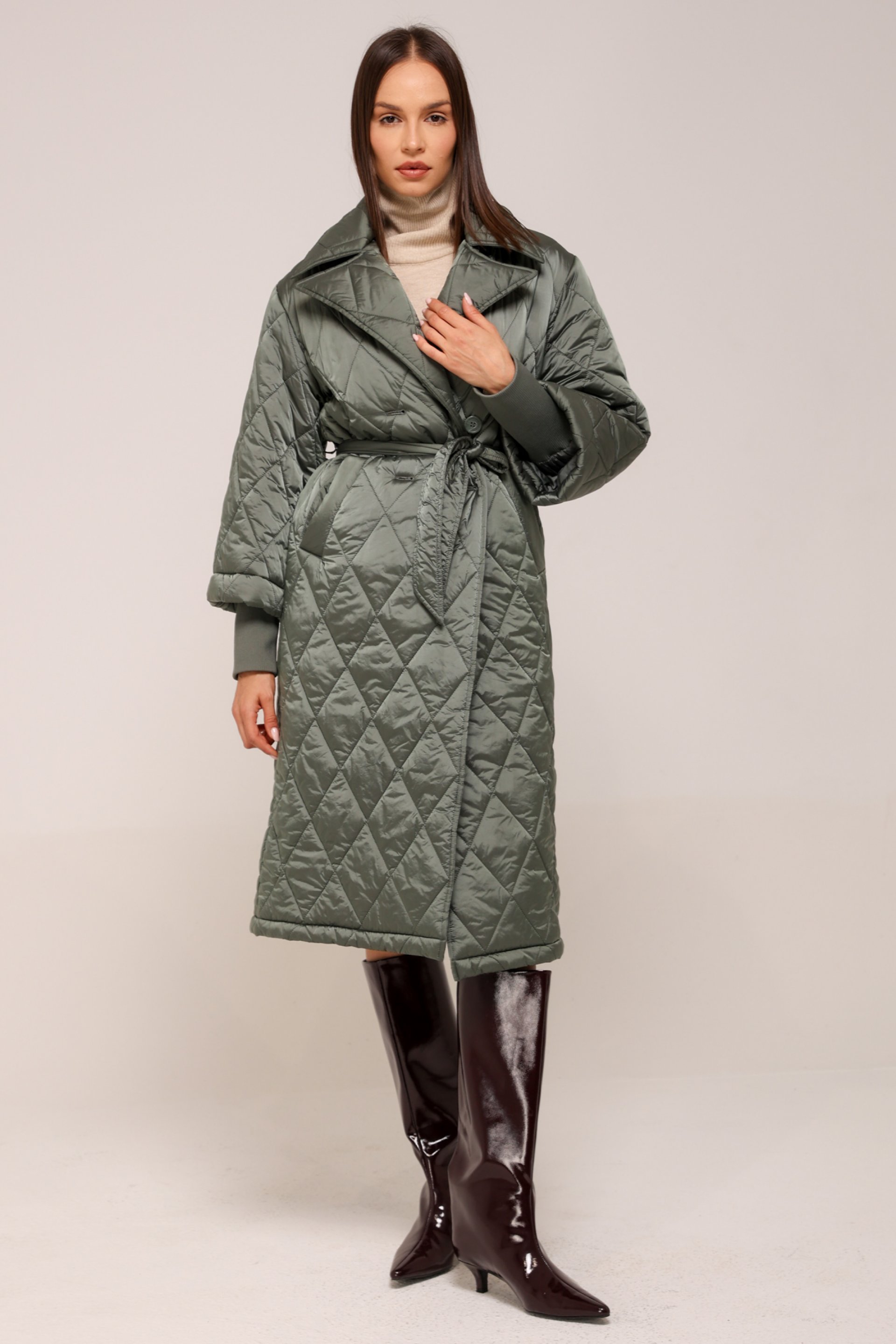 ZELENA ŠTEPANA JAKNA SA POJASOM – PS Fashion, ZELENA ŠTEPANA JAKNA SA POJASOM