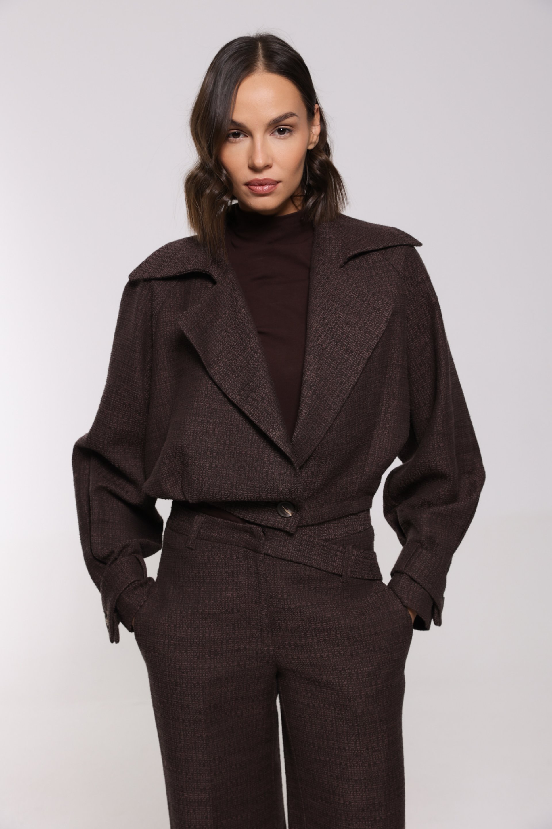 KRATKI BRAON KARDIGAN SA REVERIMA – PS Fashion, KRATKI BRAON KARDIGAN SA REVERIMA