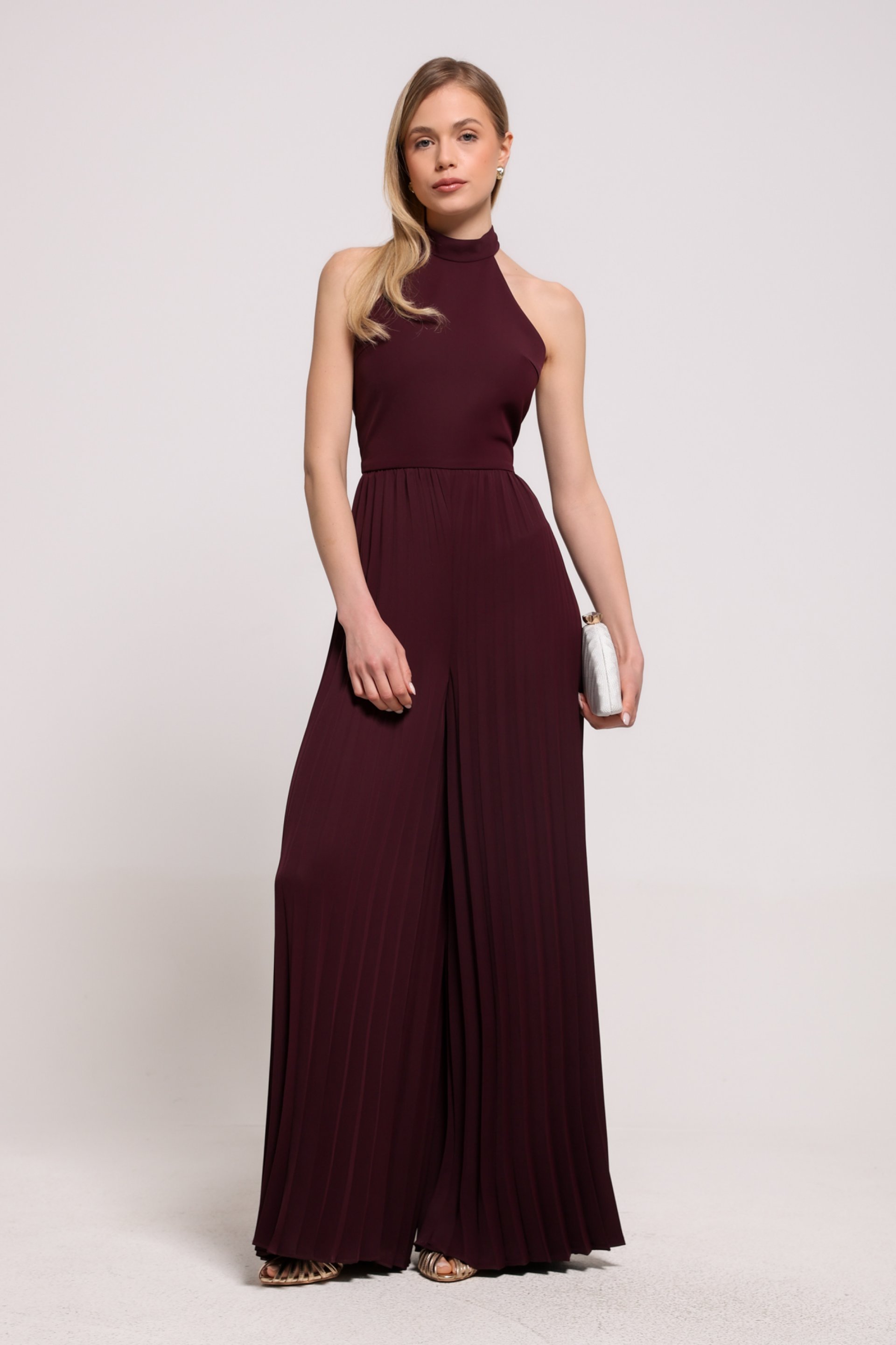 BORDO PLISIRANI KOMBINEZON – PS Fashion, BORDO PLISIRANI KOMBINEZON