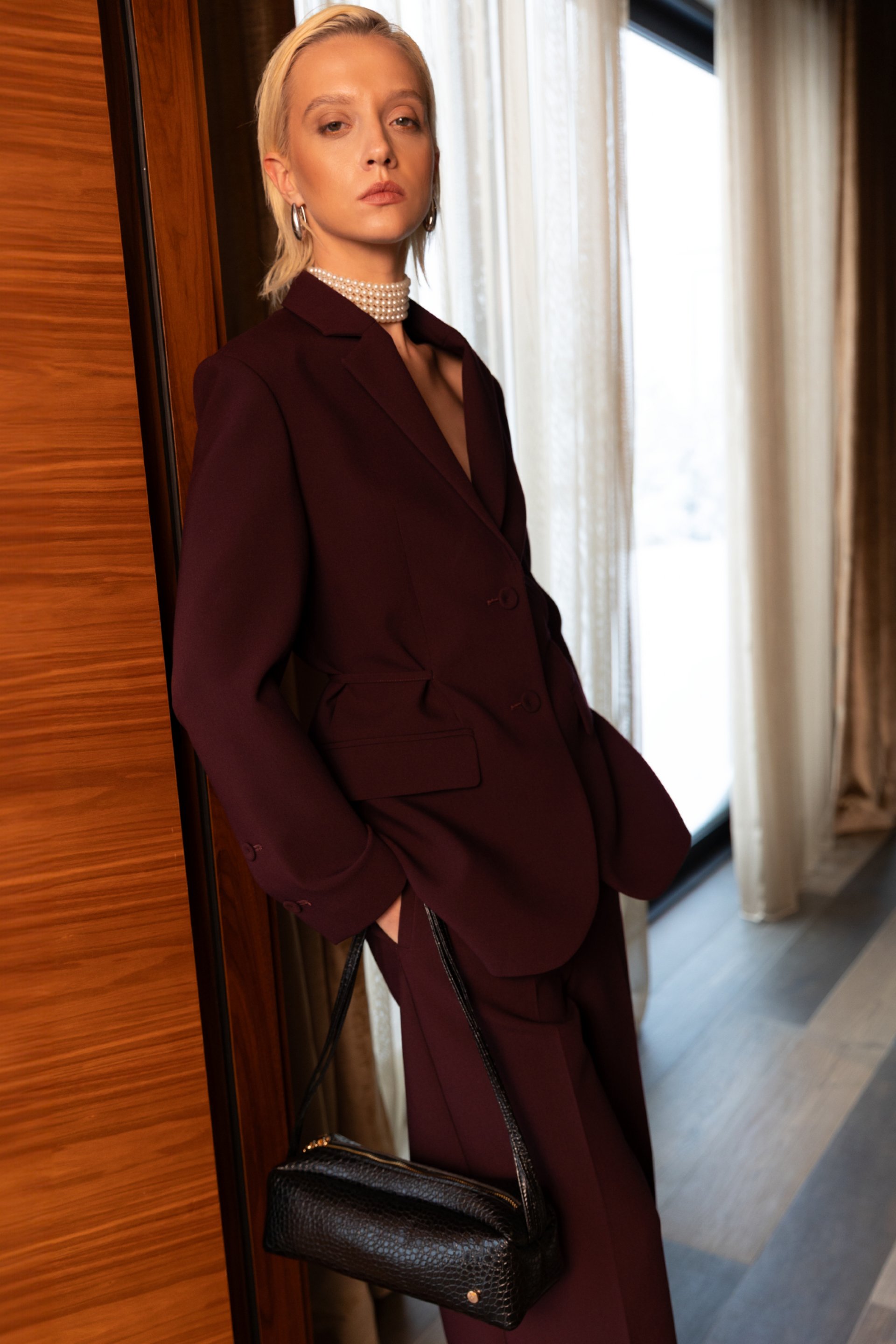 BORDO BLEJZER SA POJASOM – PS Fashion, BORDO BLEJZER SA POJASOM