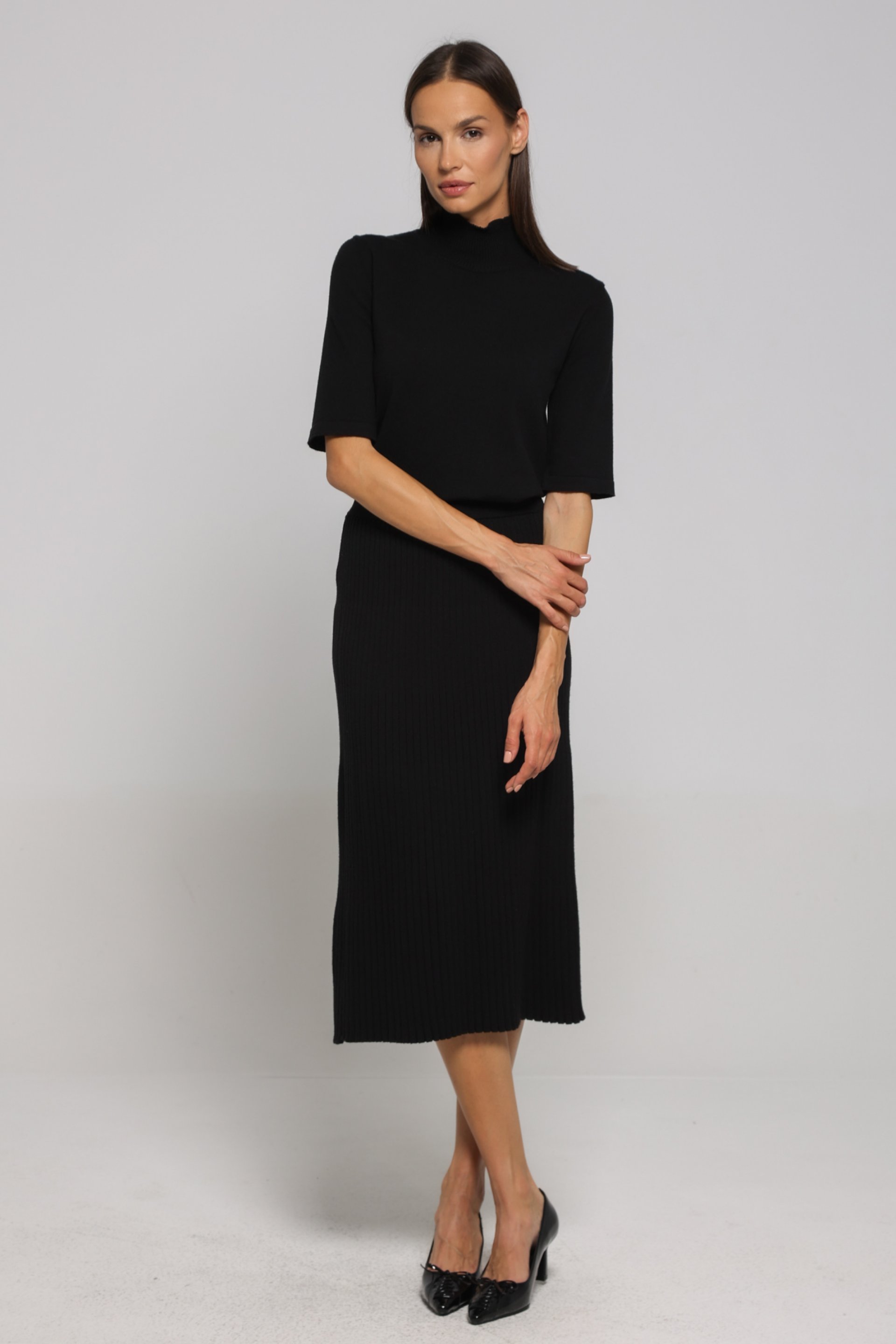 CRNA REBRASTA MIDI SUKNJA – PS Fashion, CRNA REBRASTA MIDI SUKNJA