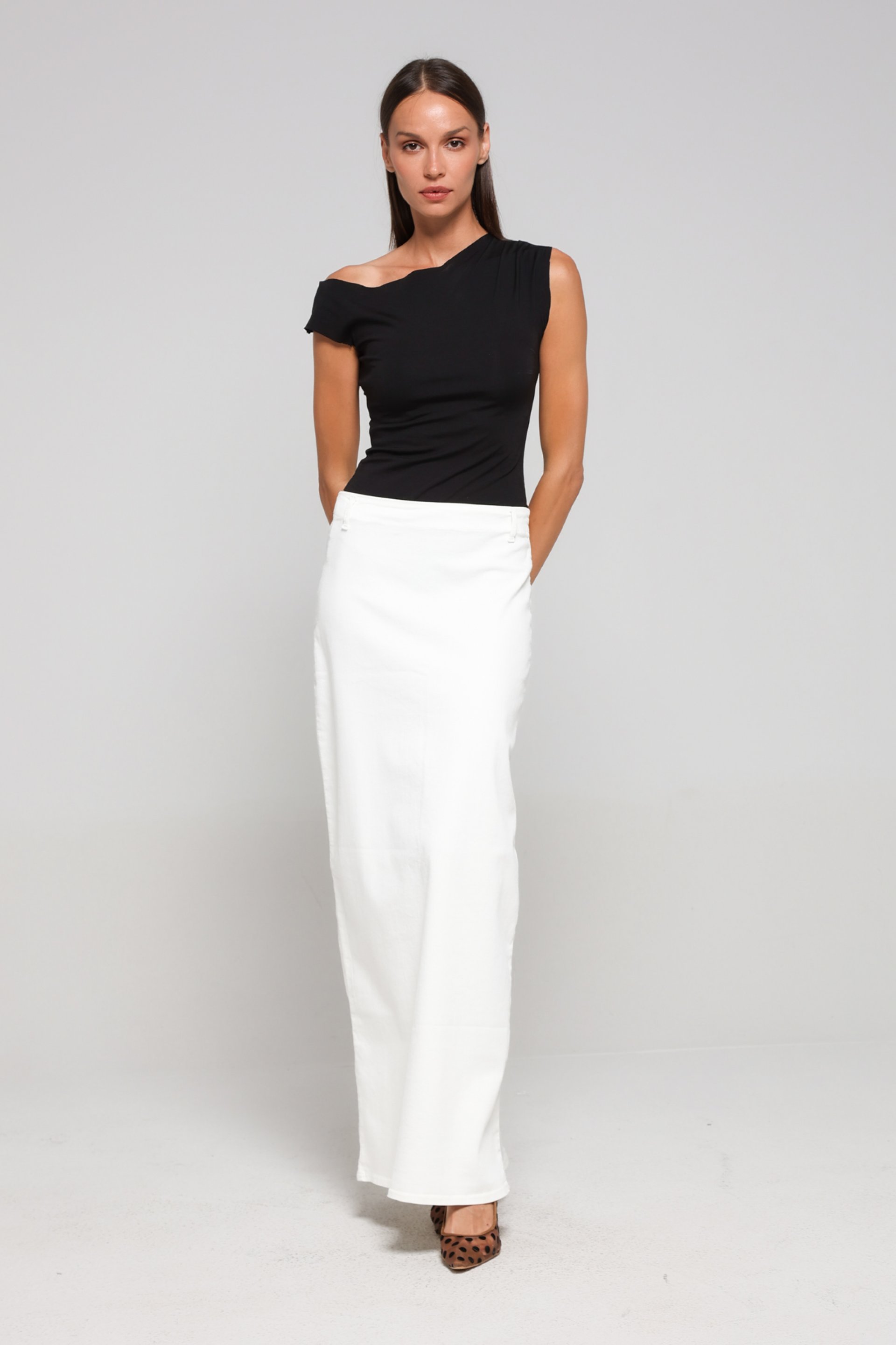 DUGA TEKSAS SUKNJA SA ŠLICEM – PS Fashion, DUGA TEKSAS SUKNJA SA ŠLICEM 