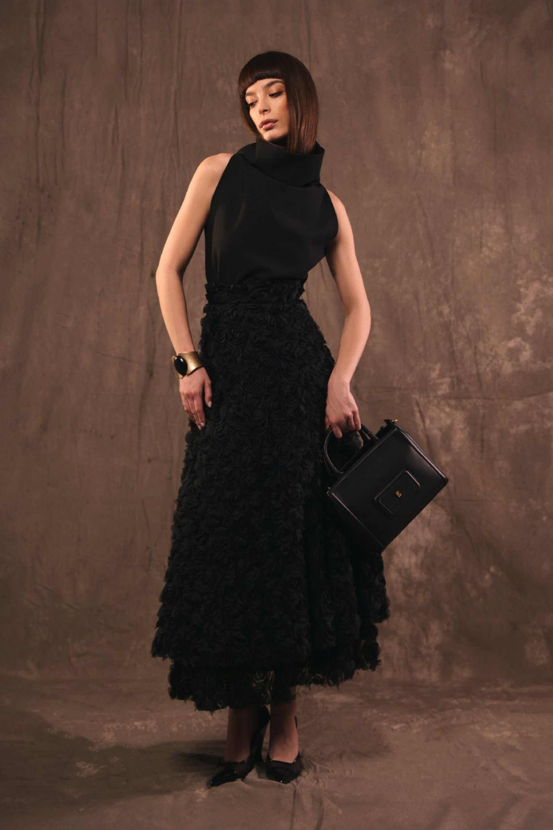 ELEGANTNA MIDI SUKNJA SA 3D RUŽAMA – PS Fashion, ELEGANTNA MIDI SUKNJA SA 3D RUŽAMA