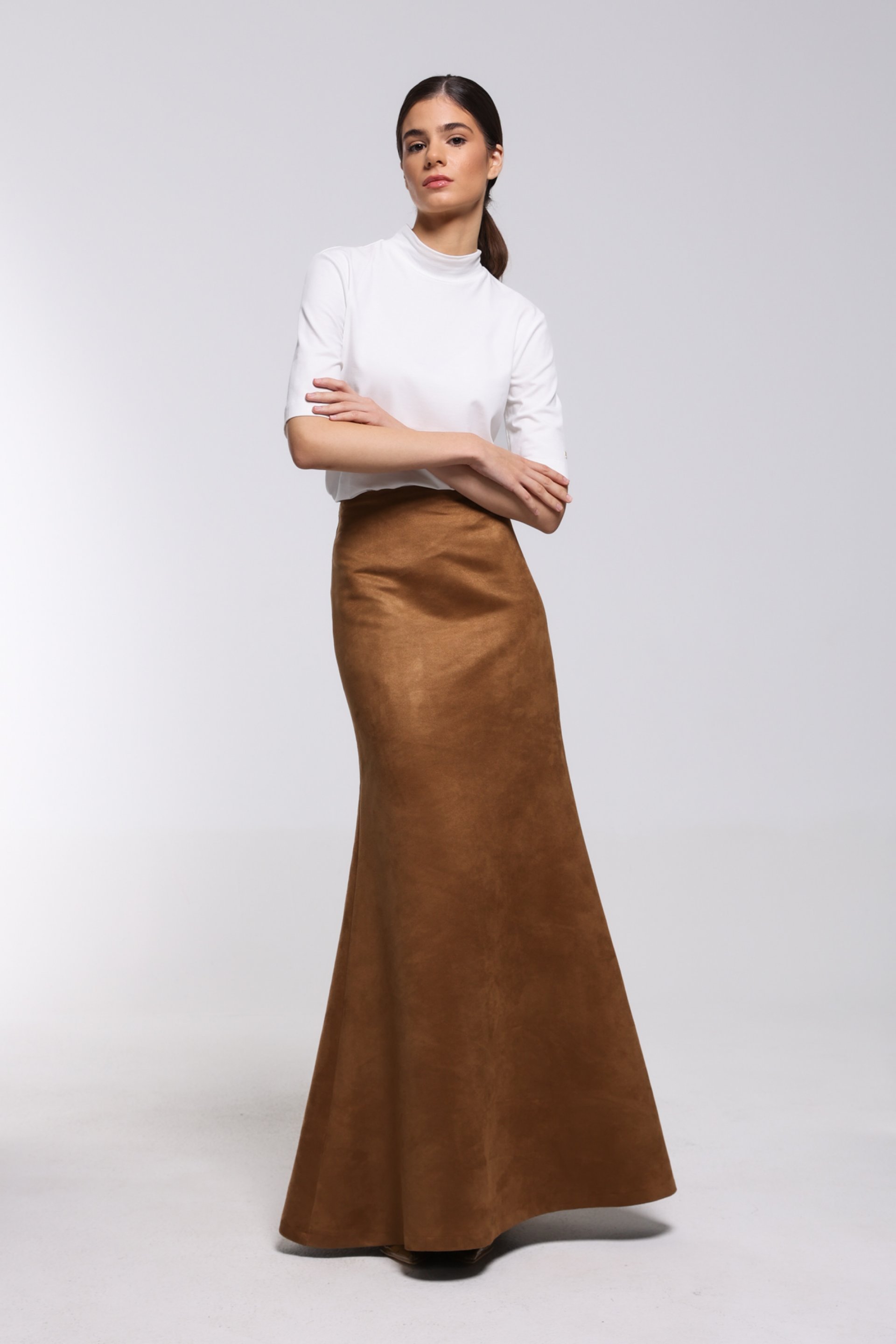 DUGA BRAON SUKNJA A KROJA – PS Fashion, DUGA BRAON SUKNJA A KROJA