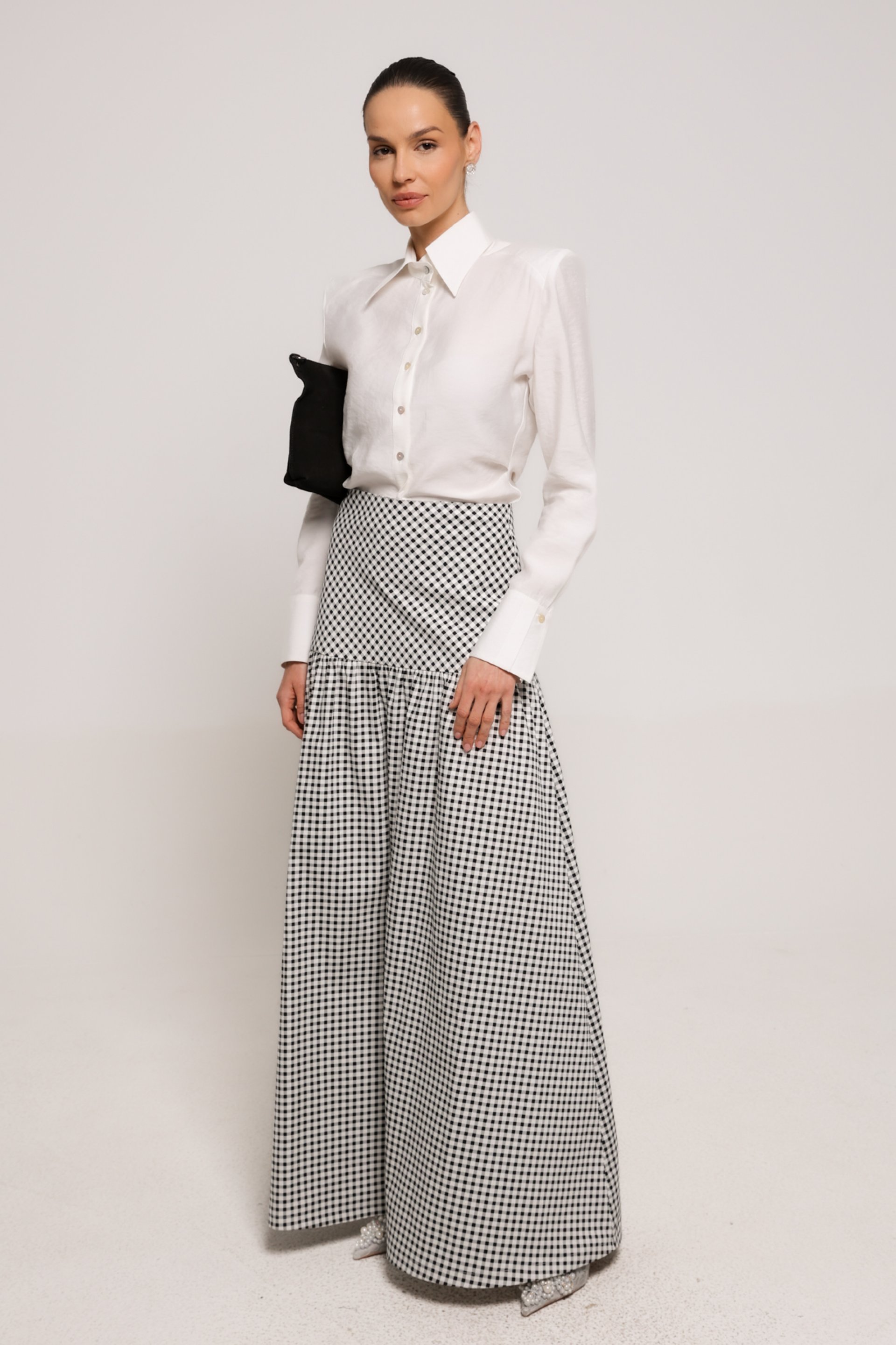 DUGA SUKNJA SA KARO DEZENOM – PS Fashion, DUGA SUKNJA SA KARO DEZENOM