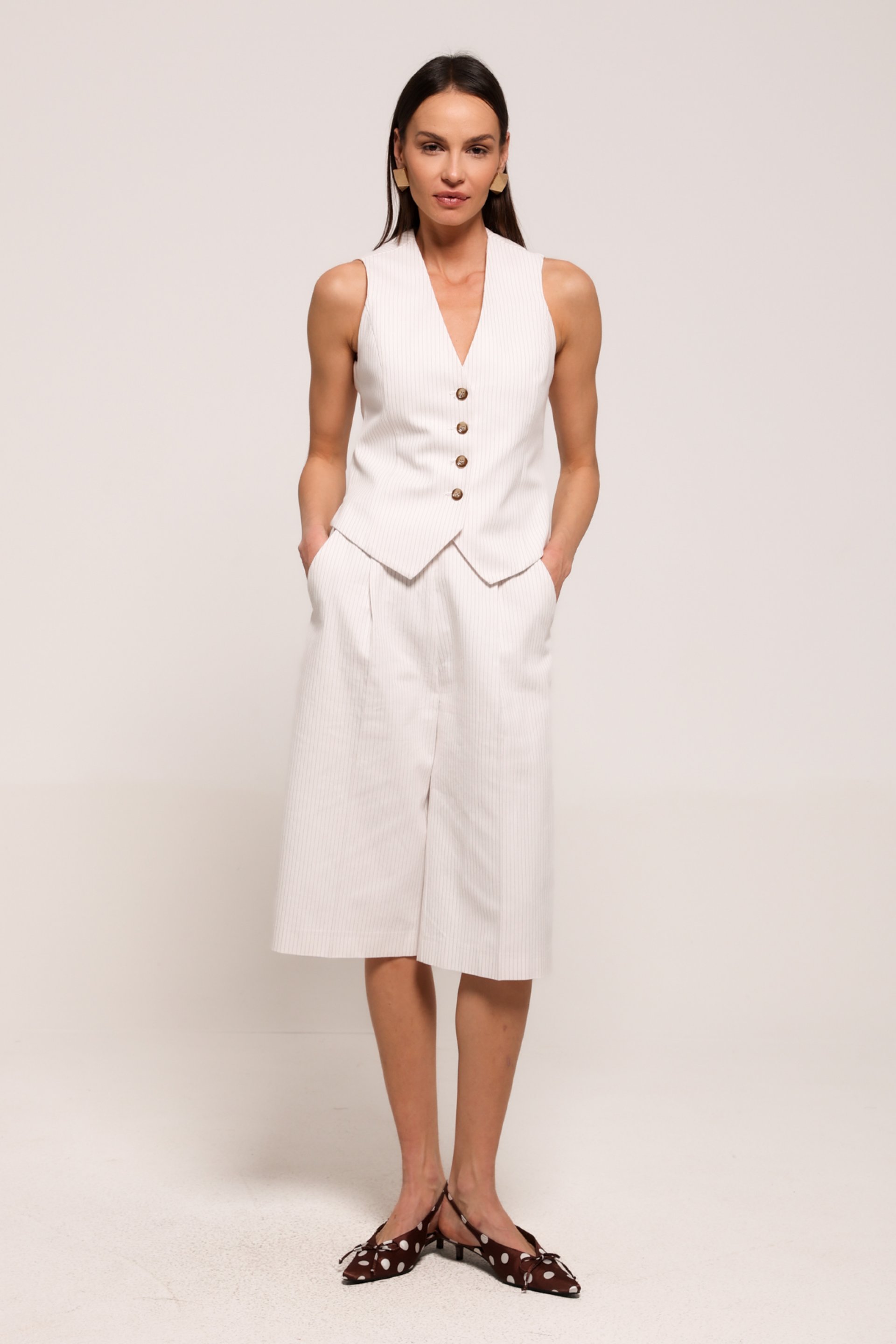 PRUGASTE BERMUDE ŠIROKOG KROJA – PS Fashion, PRUGASTE BERMUDE ŠIROKOG KROJA