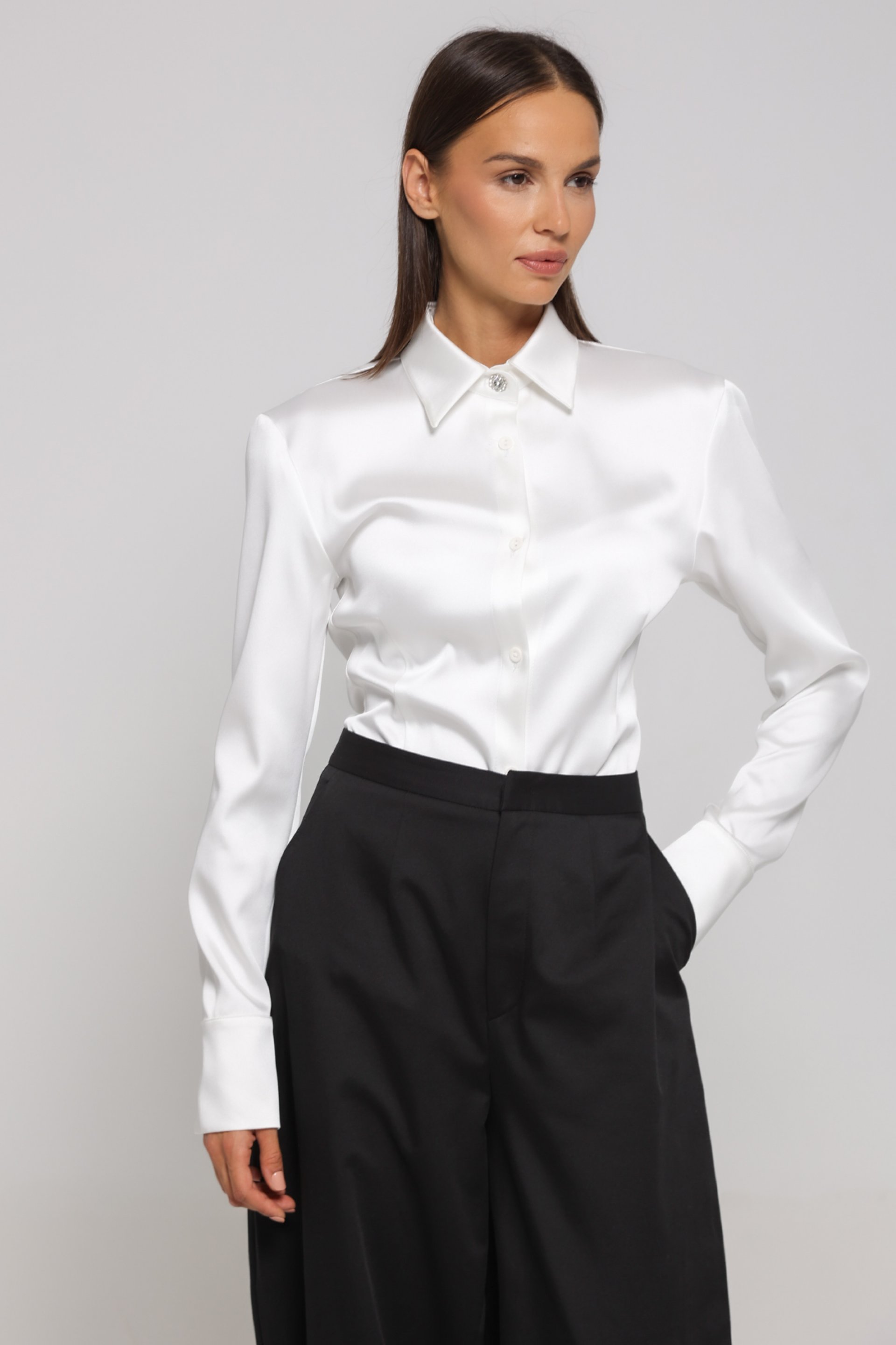 BELA SATENSKA BLUZA – PS Fashion, BELA SATENSKA BLUZA