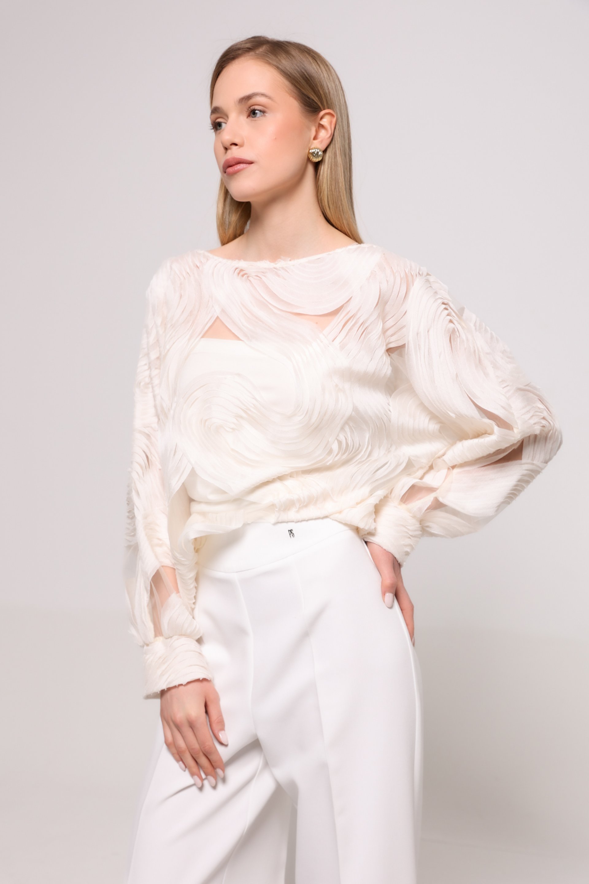 PROVIDNA BEŽ BLUZA SA TEKSTUROM – PS Fashion, PROVIDNA BEŽ BLUZA SA TEKSTUROM