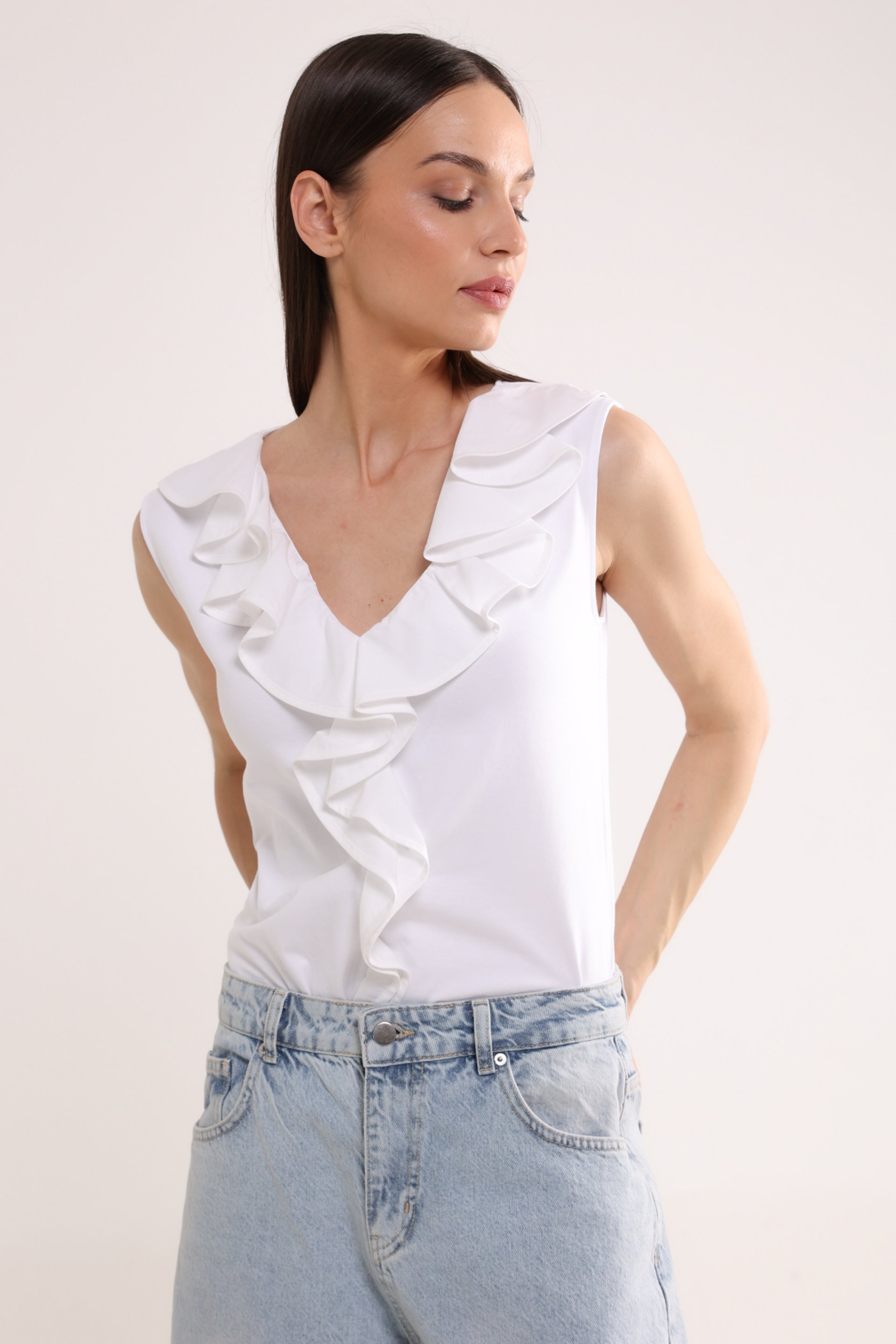 MAJICA BEZ RUKAVA SA KARNERIMA – PS Fashion, MAJICA BEZ RUKAVA SA KARNERIMA