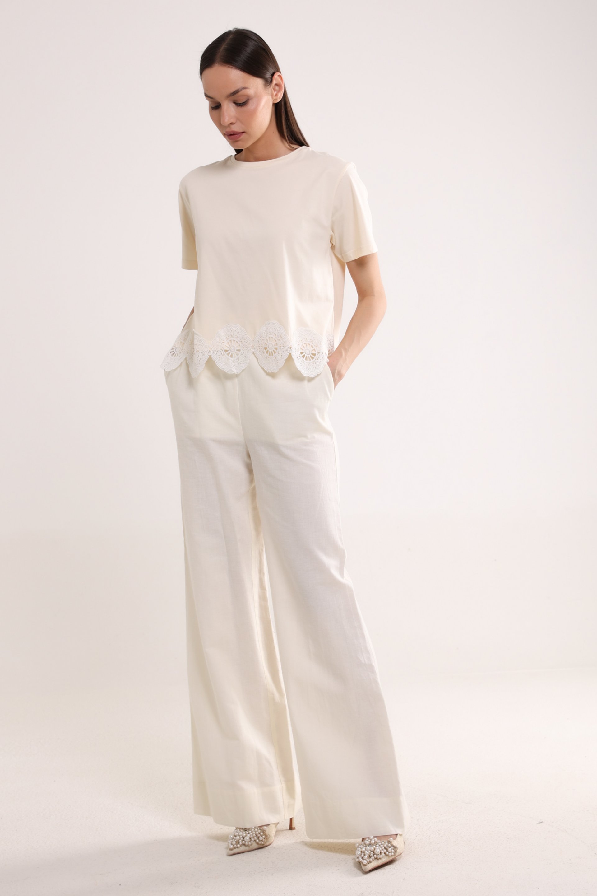 ŠIROKE PANTALONE OD LANA I PAMUKA – PS Fashion, ŠIROKE PANTALONE OD LANA I PAMUKA