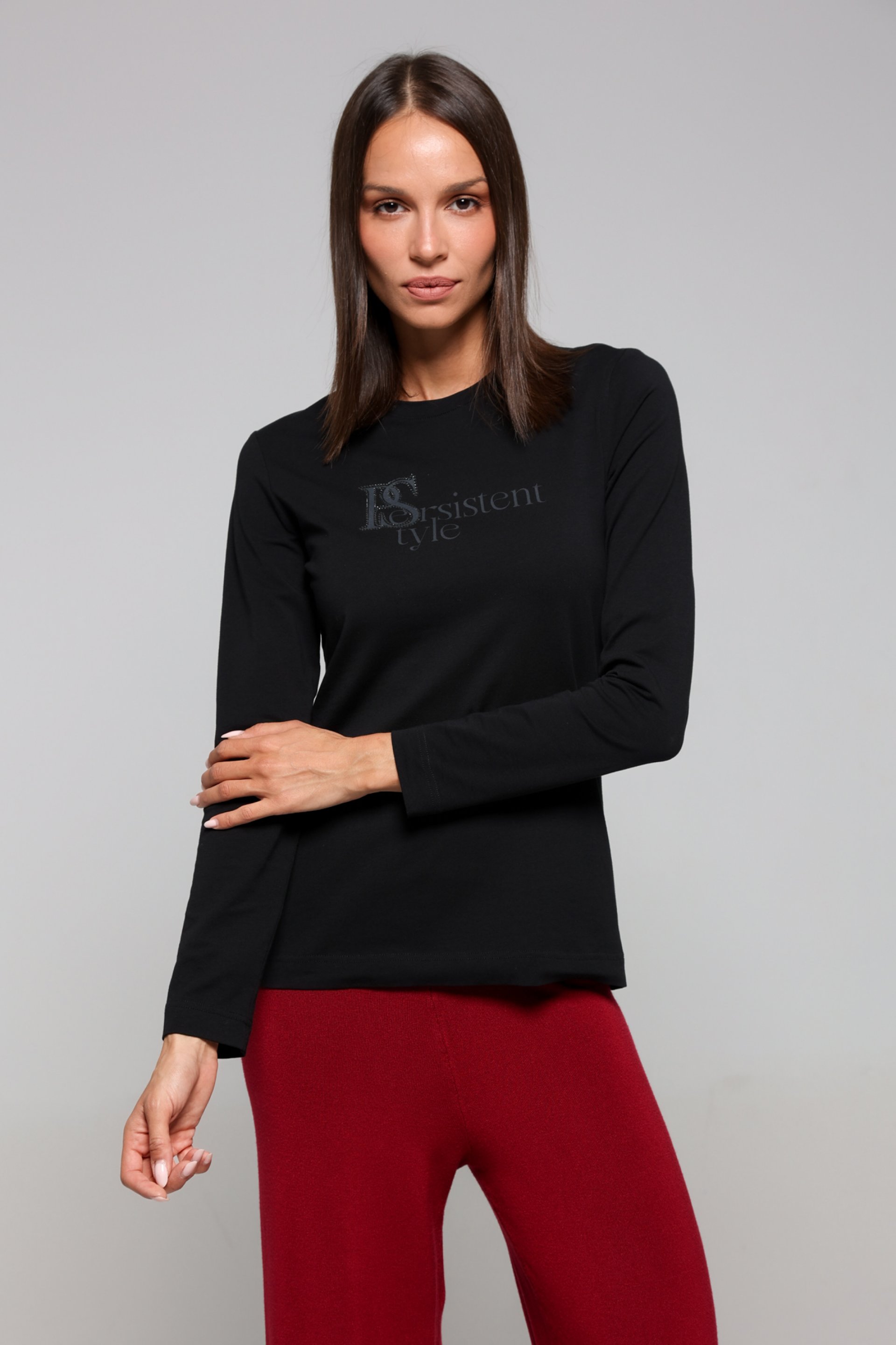 CRNA MAJICA DUGIH RUKAVA SA PRINTOM – PS Fashion, CRNA MAJICA DUGIH RUKAVA SA PRINTOM