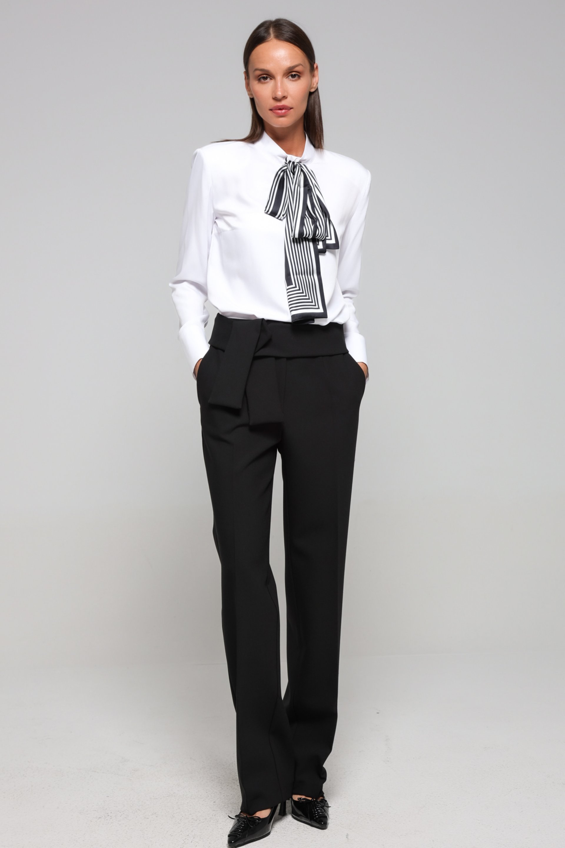 CRNE PANTALONE SA ŠIROKIM POJASOM – PS Fashion, CRNE PANTALONE SA ŠIROKIM POJASOM