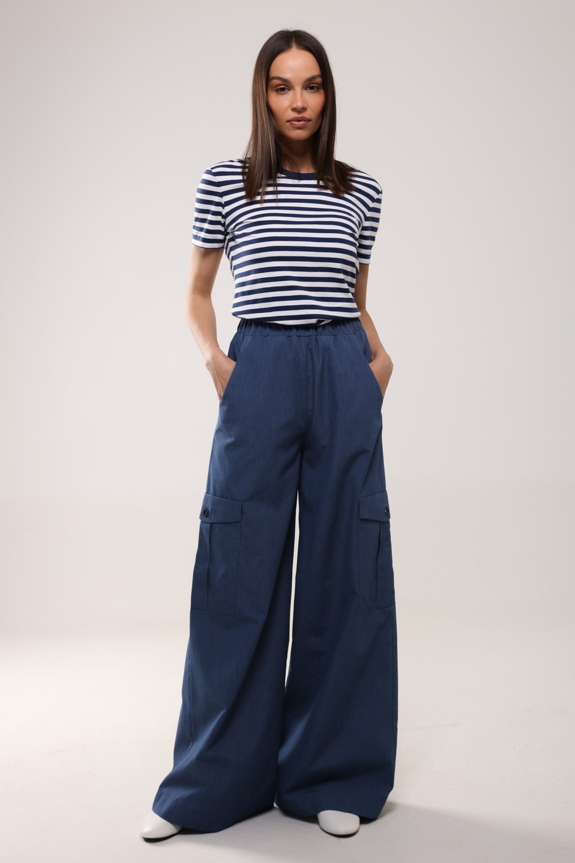 Pantalone cargo in georgette main image 1