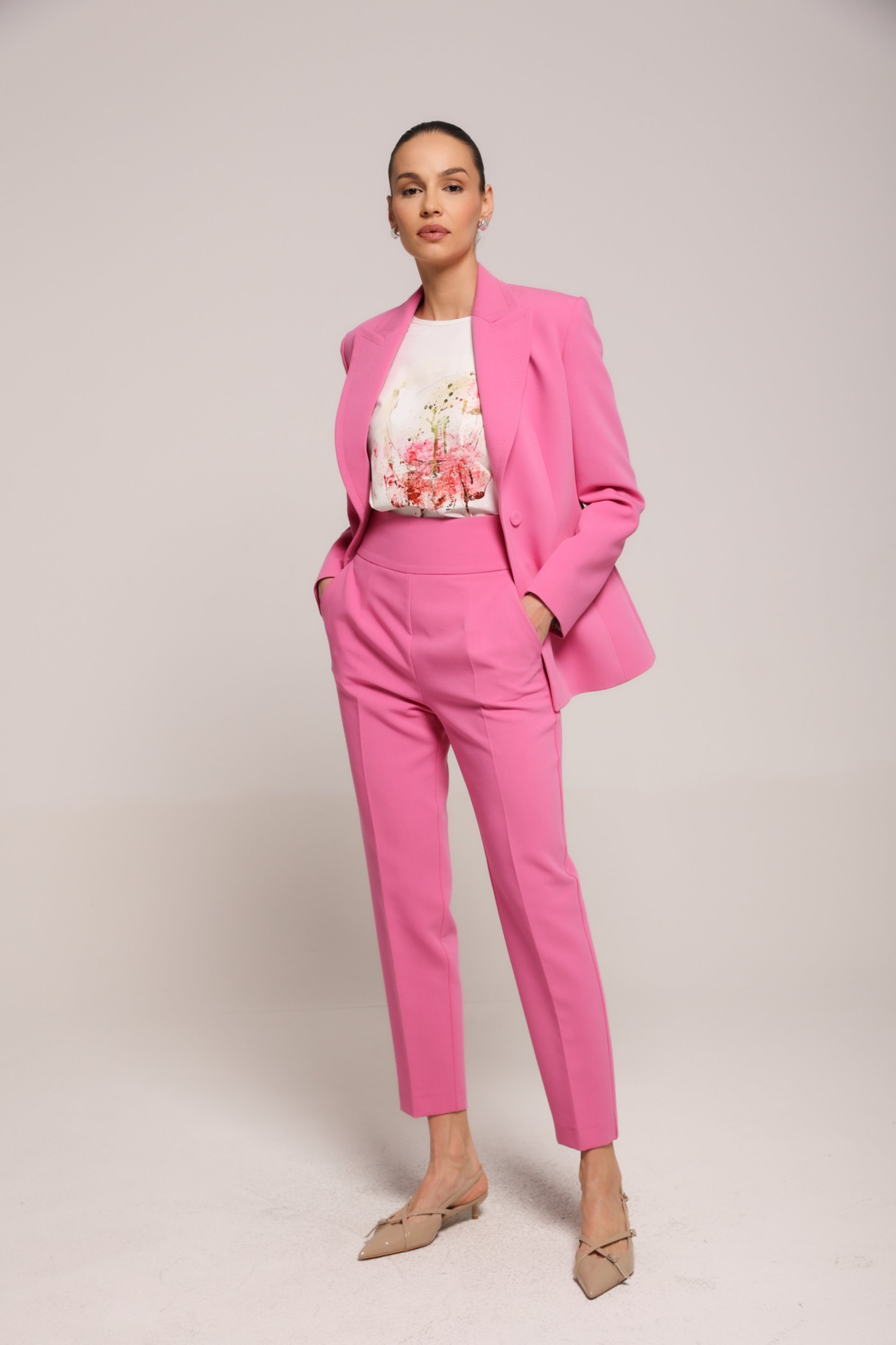 ROZE PANTALONE VISOKOG STRUKA – PS Fashion, ROZE PANTALONE VISOKOG STRUKA