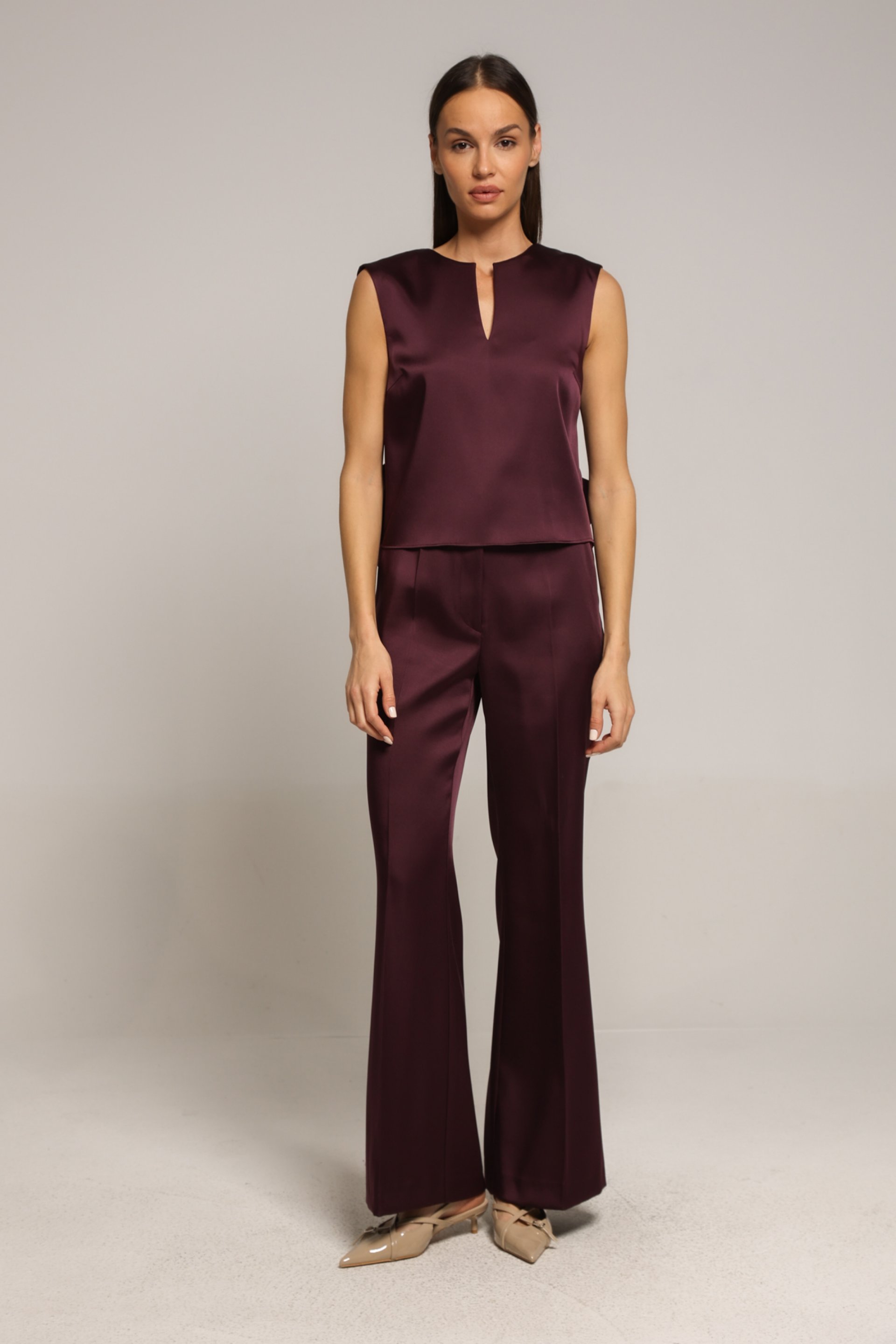 ELEGANTNE SATENSKE PANTALONE U BOJI VINA – PS Fashion, ELEGANTNE SATENSKE PANTALONE U BOJI VINA