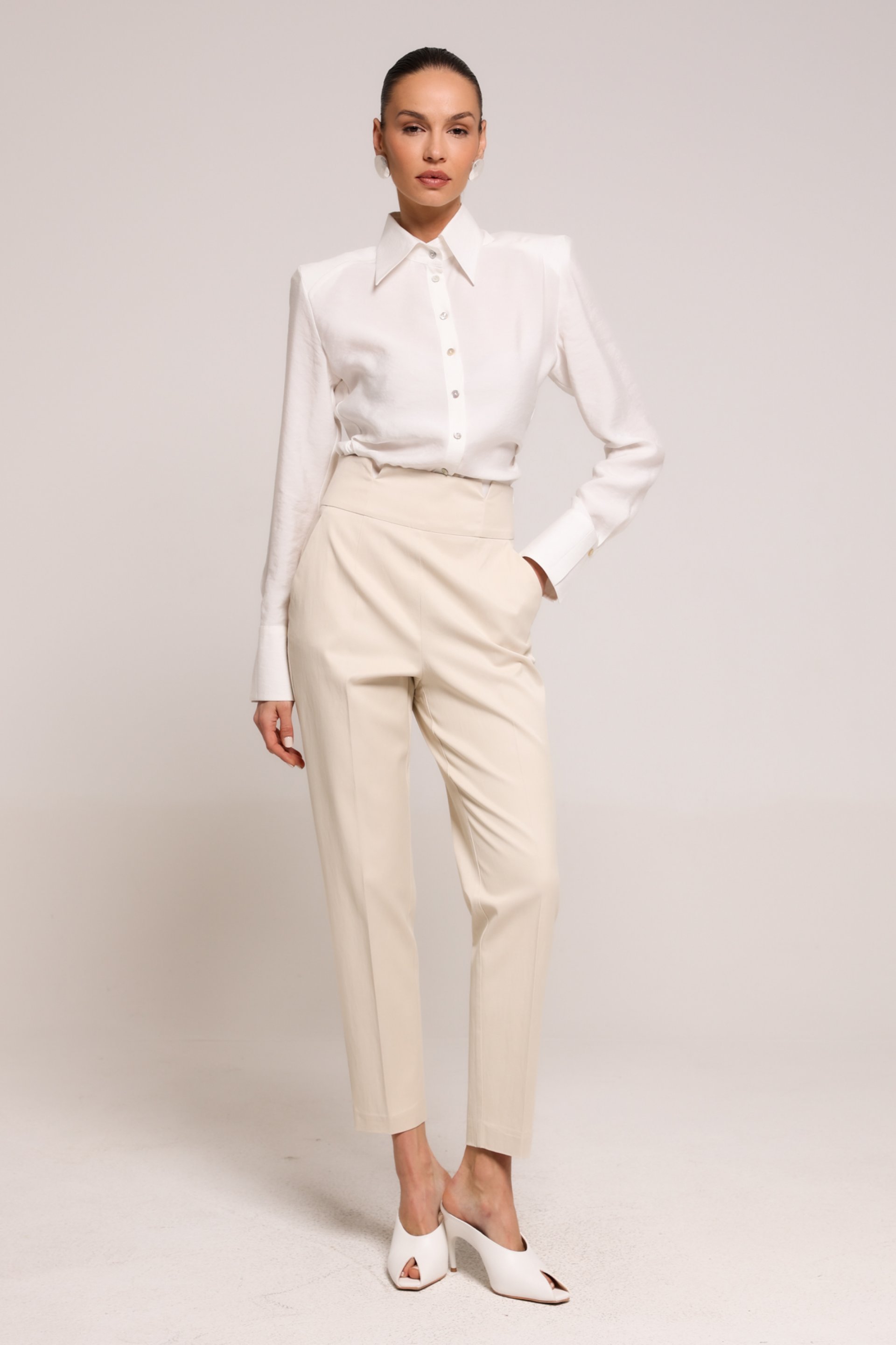 BEŽ PANTALONE VISOKOG STRUKA – PS Fashion, BEŽ PANTALONE VISOKOG STRUKA