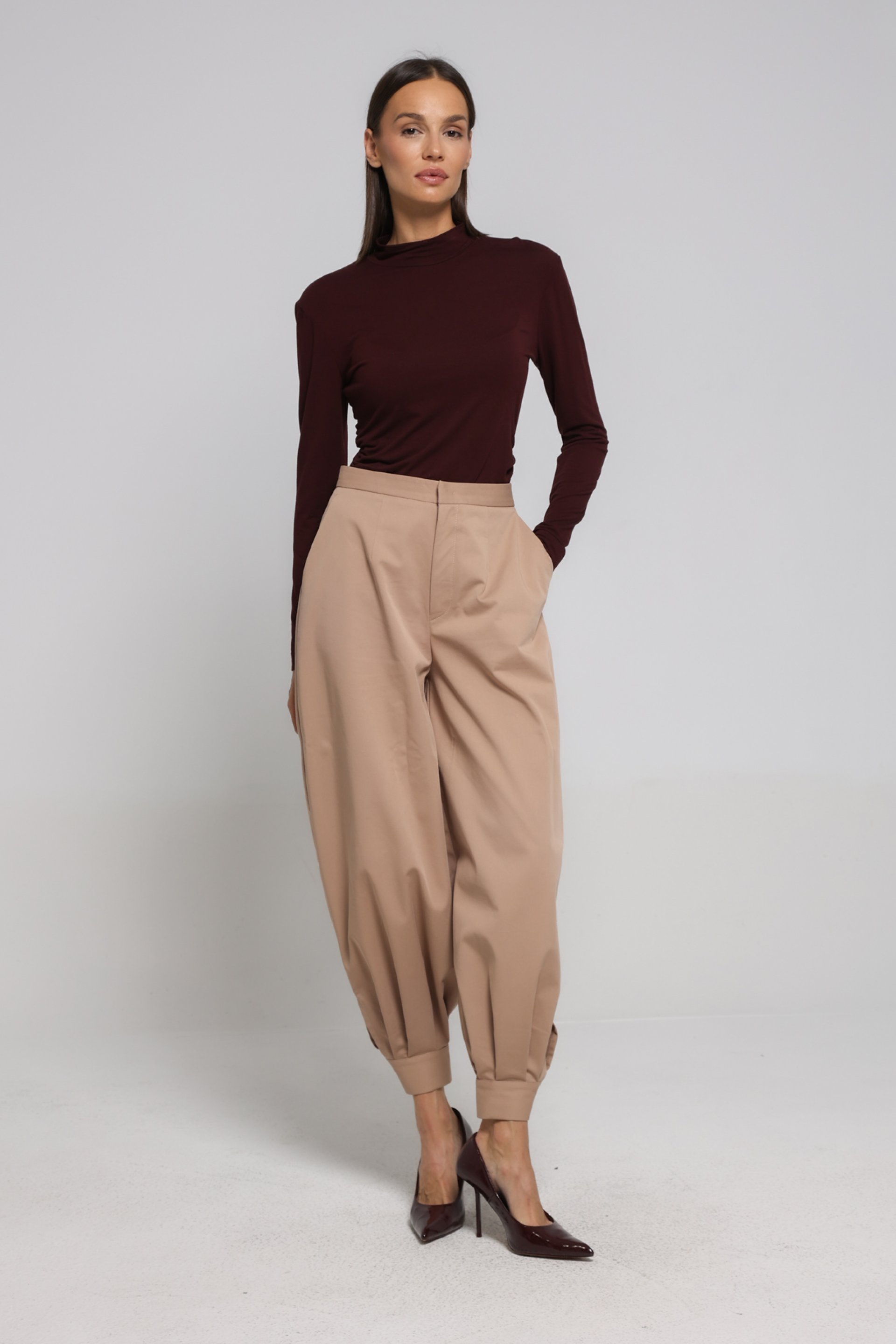 BEŽ PANTALONE BALON KROJA – PS Fashion, BEŽ PANTALONE BALON KROJA