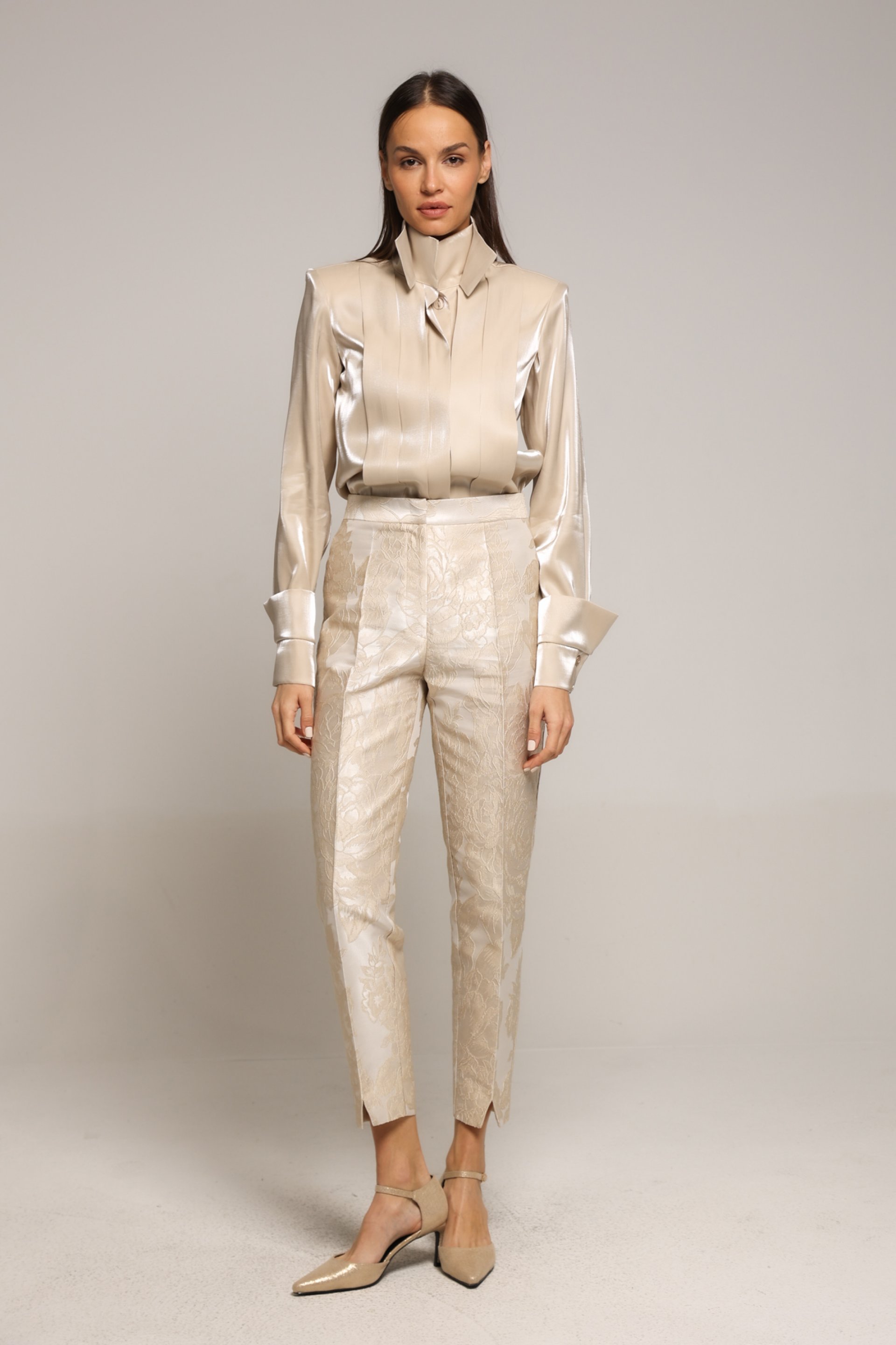 ELEGANTNE PANTALONE OD ŽAKARD TKANINE – PS Fashion, ELEGANTNE PANTALONE OD ŽAKARD TKANINE