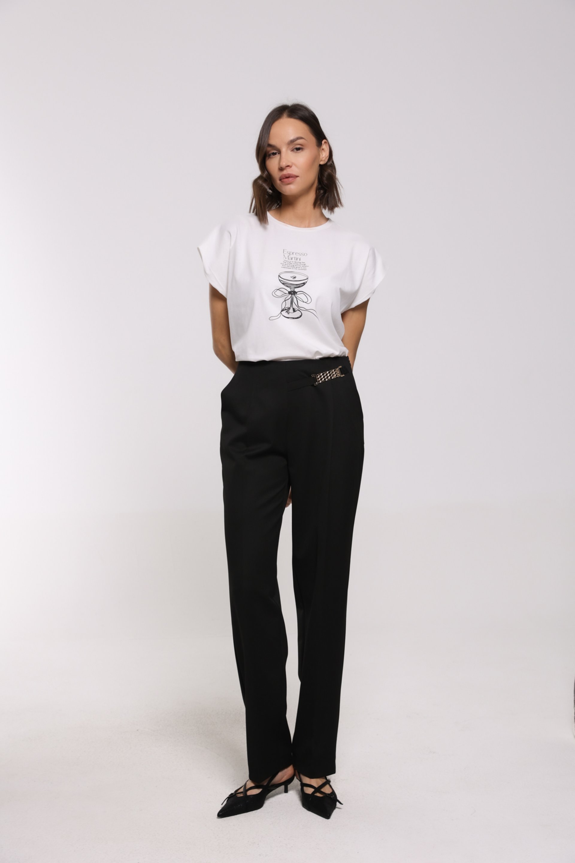 ELEGANTNE CRNE PANTALONE SA DEKORATIVNIM METALNIM DETALJEM – PS Fashion, ELEGANTNE CRNE PANTALONE SA DEKORATIVNIM METALNIM DETALJEM