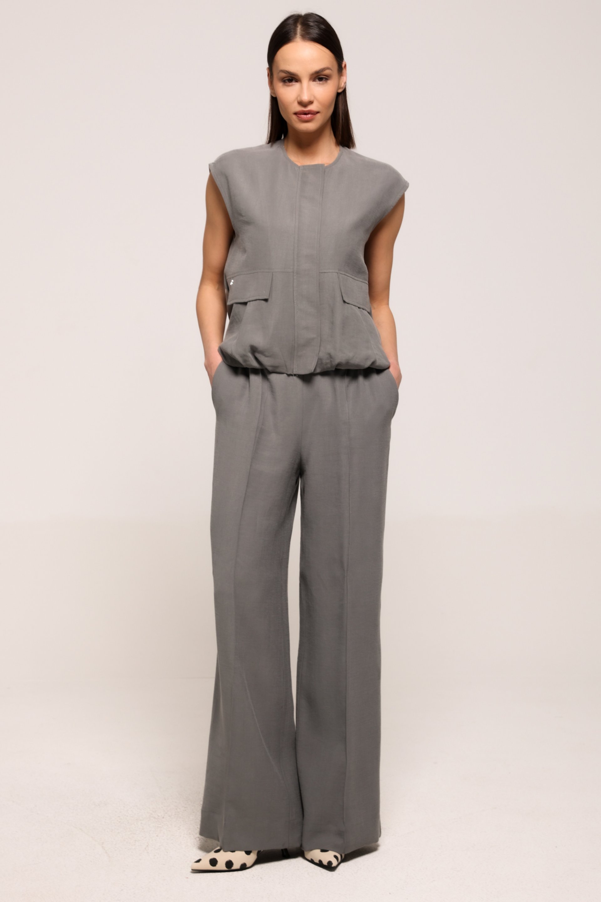 SIVE PANTALONE ŠIROKOG KROJA – PS Fashion, SIVE PANTALONE ŠIROKOG KROJA