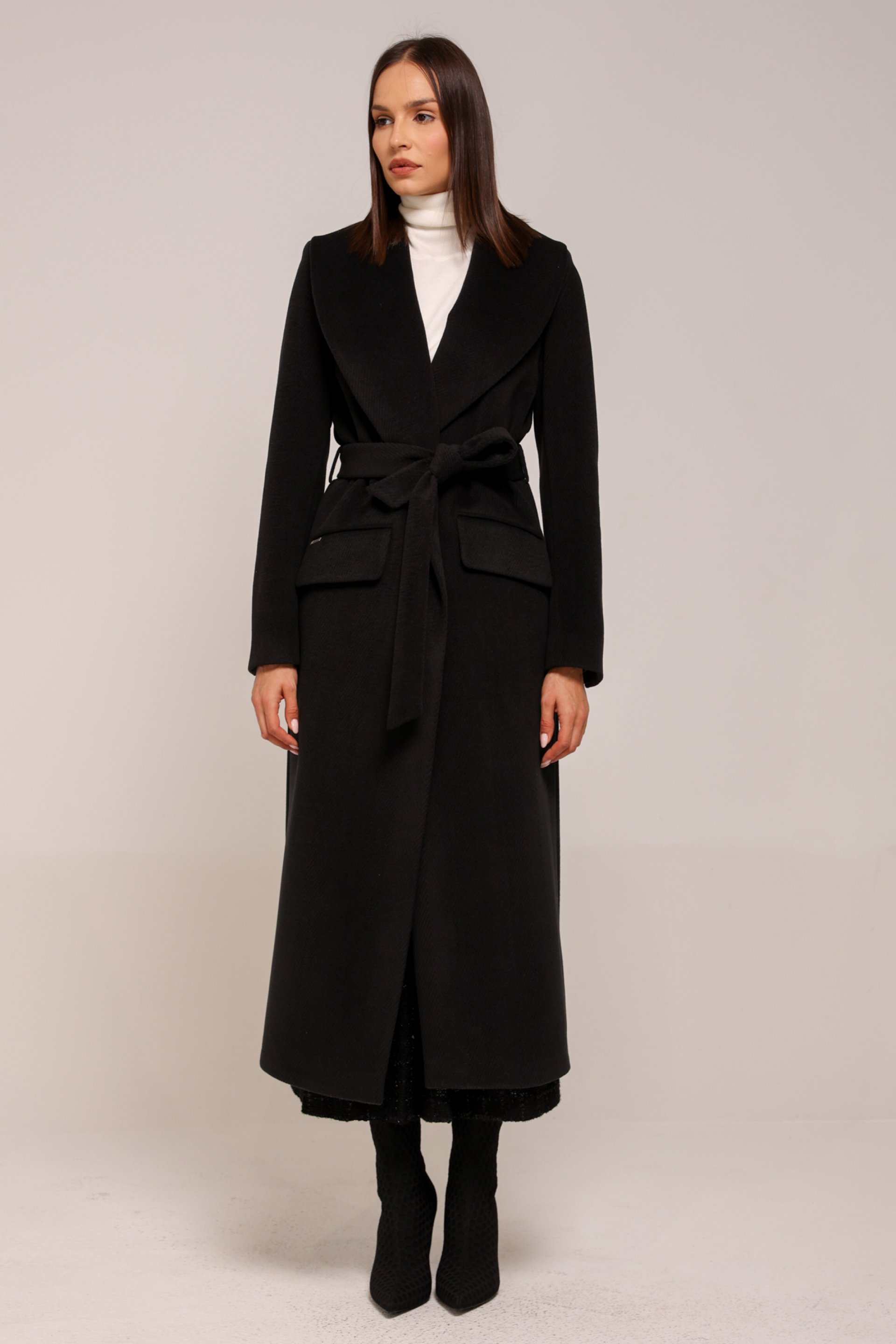 CRNI KAPUT SA POJASOM – PS Fashion, CRNI KAPUT SA POJASOM