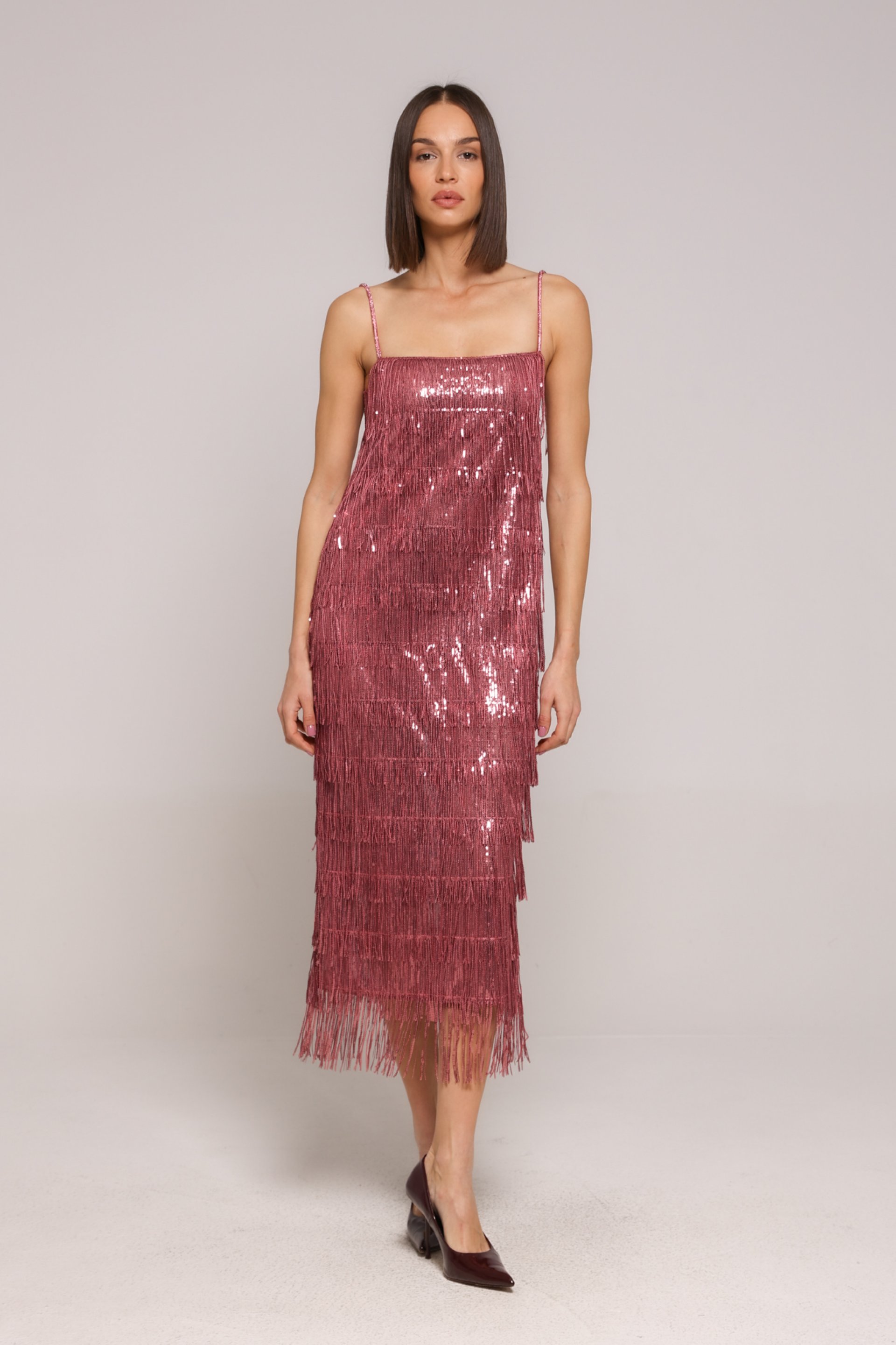 MIDI HALJINA SA ŠLJOKICAMA – PS Fashion, MIDI HALJINA SA ŠLJOKICAMA