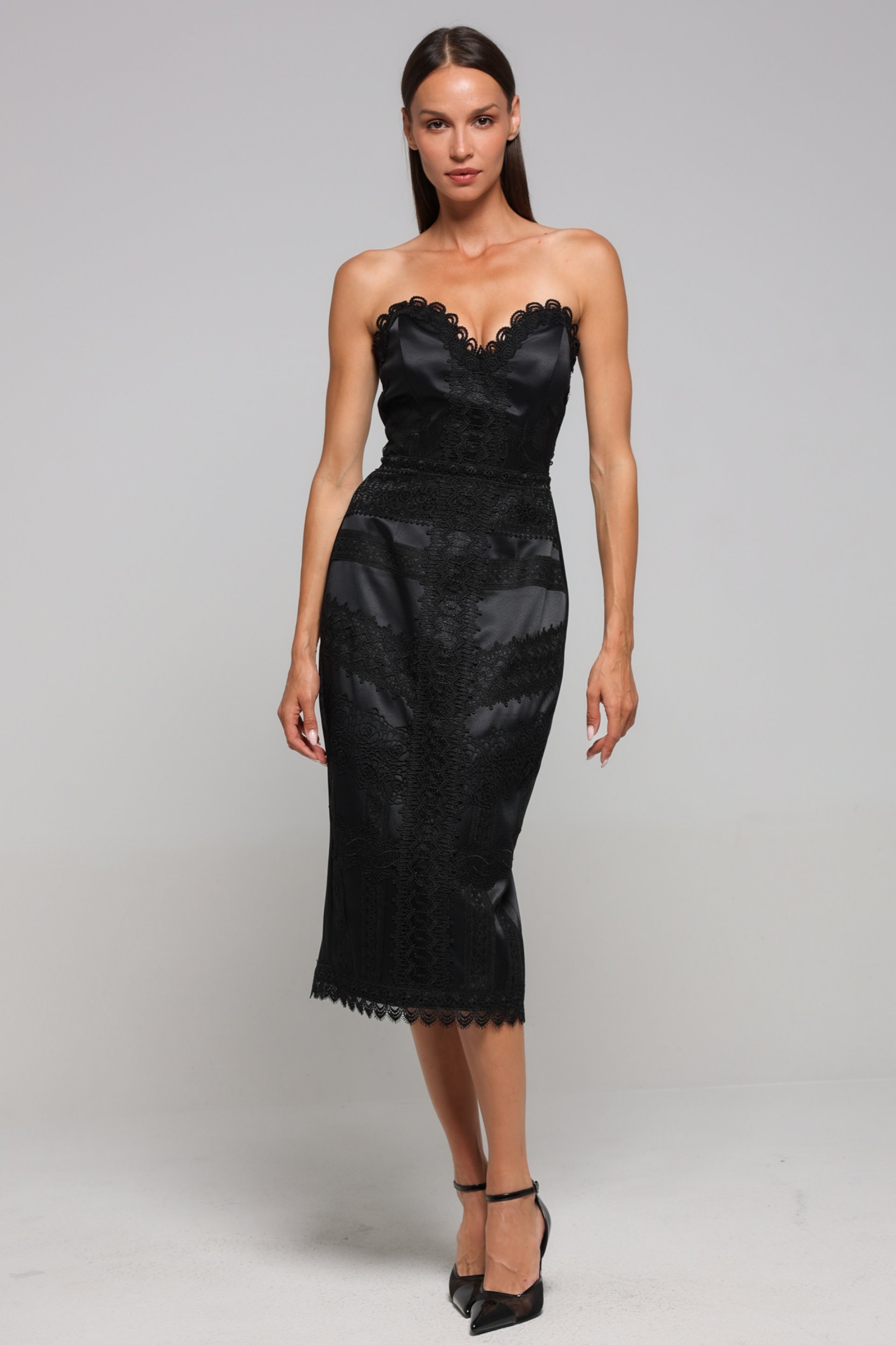 ELEGANTNA CRNA HALJINA SA ČIPKANIM DETALJIMA – PS Fashion, ELEGANTNA CRNA HALJINA SA ČIPKANIM DETALJIMA