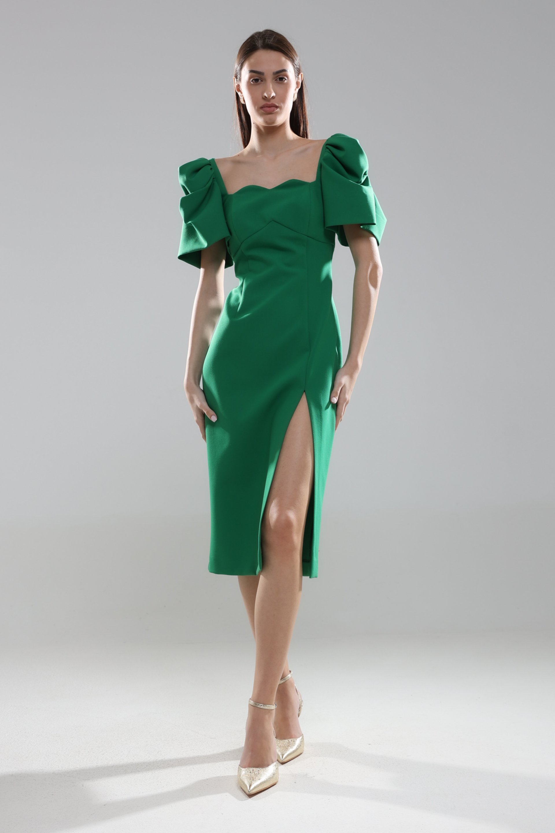 MIDI HALJINA SA PUF RUKAVIMA – PS Fashion, MIDI HALJINA SA PUF RUKAVIMA