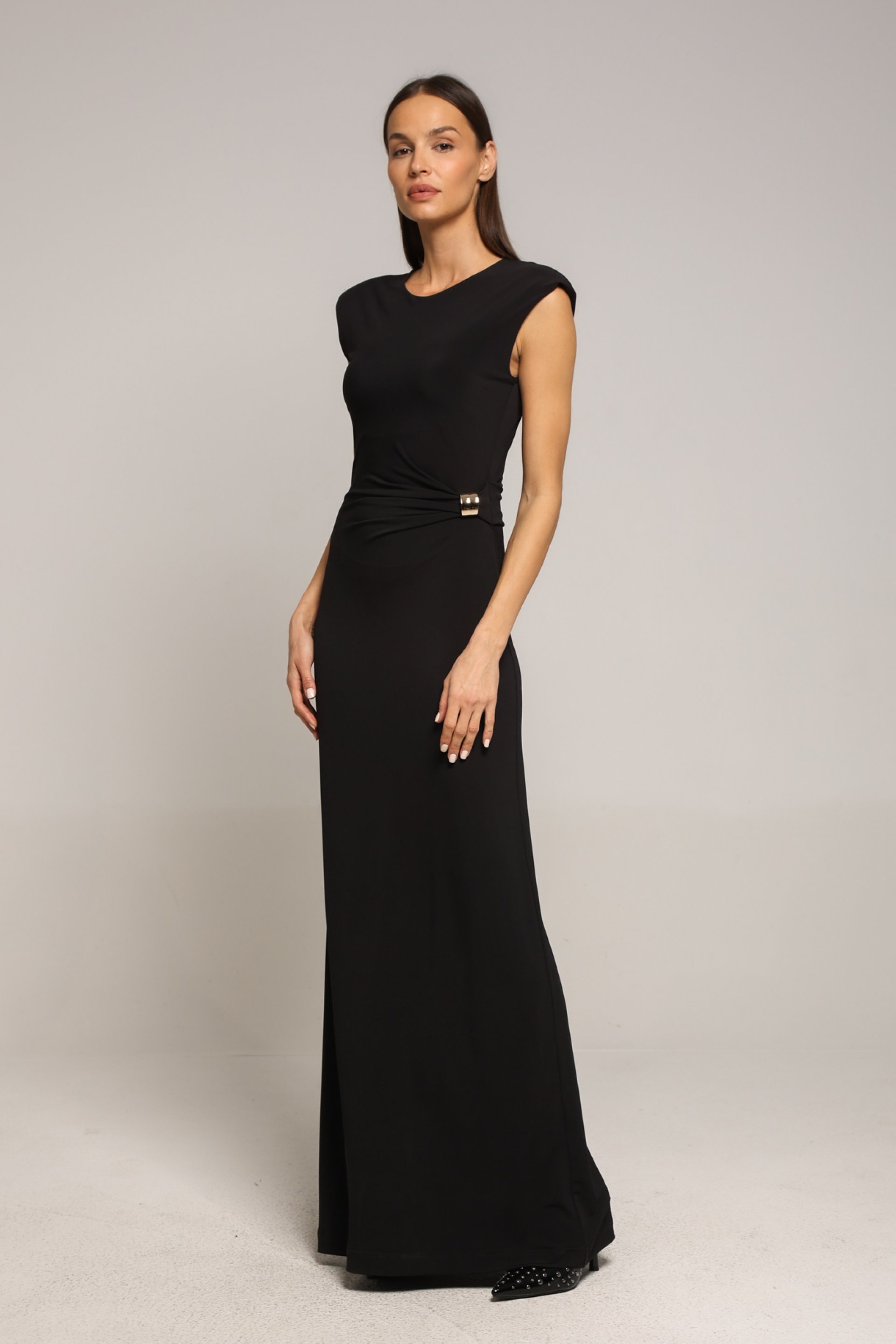 DUGA CRNA HALJINA SA METALNIM DETALJEM – PS Fashion, DUGA CRNA HALJINA SA METALNIM DETALJEM