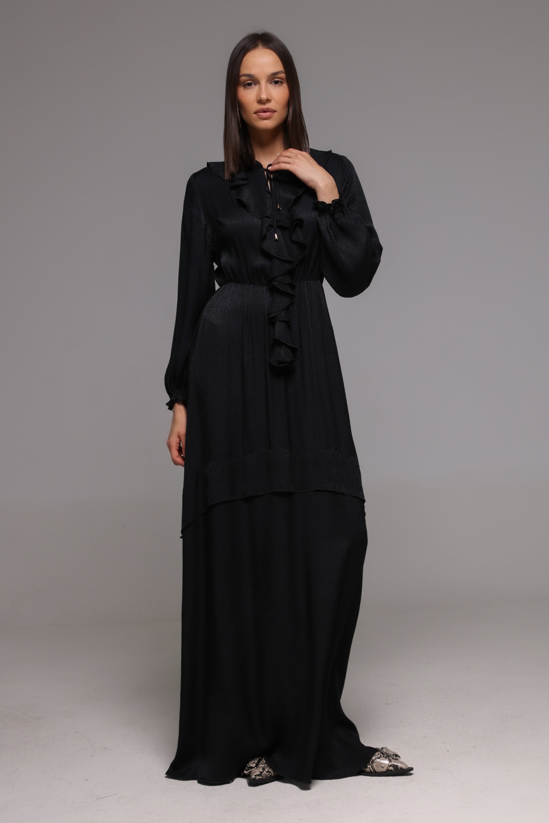 DUGA CRNA HALJINA OD VISKOZE – PS Fashion, DUGA CRNA HALJINA OD VISKOZE