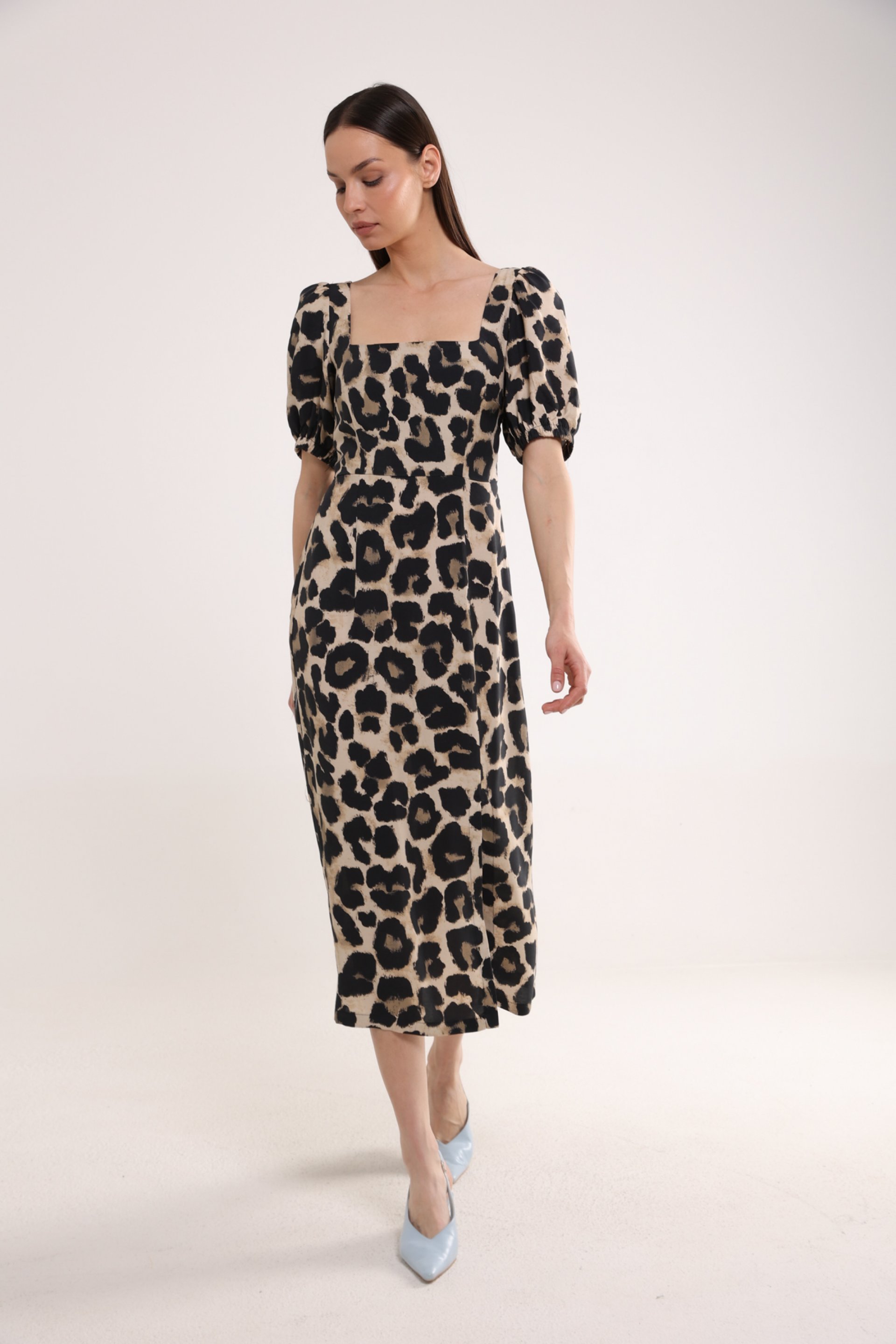 MIDI VISKOZNA HALJINA SA LEOPARD PRINTOM – PS Fashion, MIDI VISKOZNA HALJINA SA LEOPARD PRINTOM