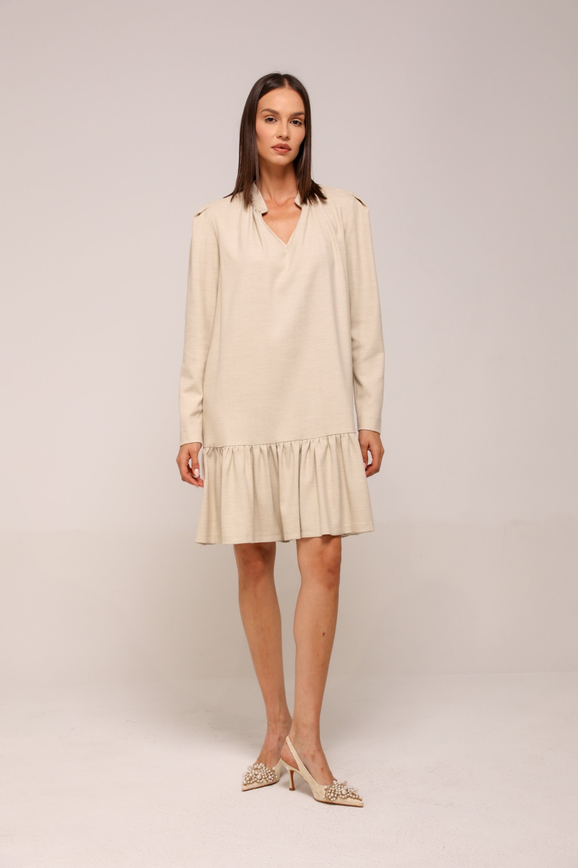 BEŽ HALJINA SA VOLANOM – PS Fashion, BEŽ HALJINA SA VOLANOM