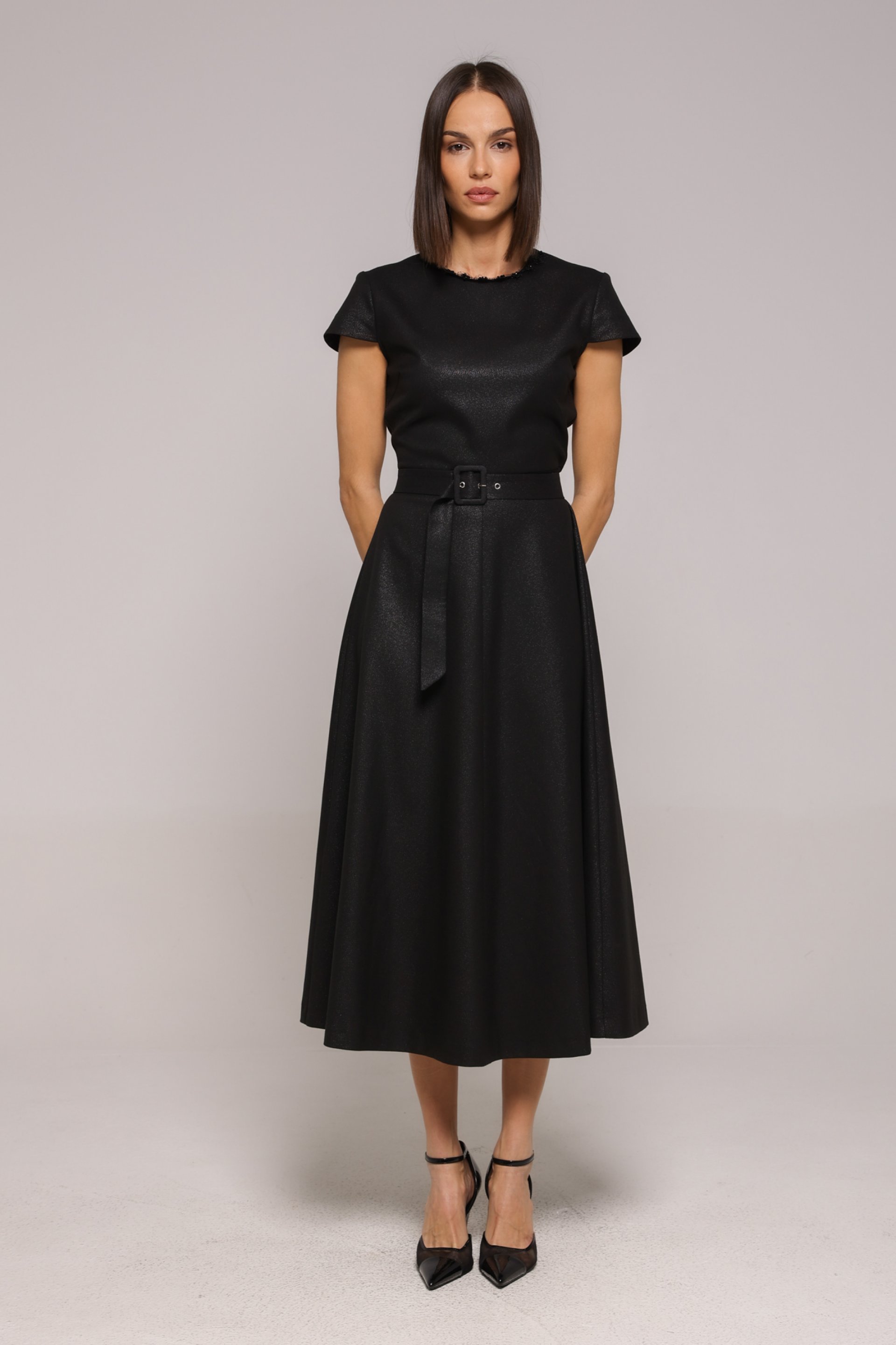 ELEGANTNA CRNA MIDI HALJINA – PS Fashion, ELEGANTNA CRNA MIDI HALJINA