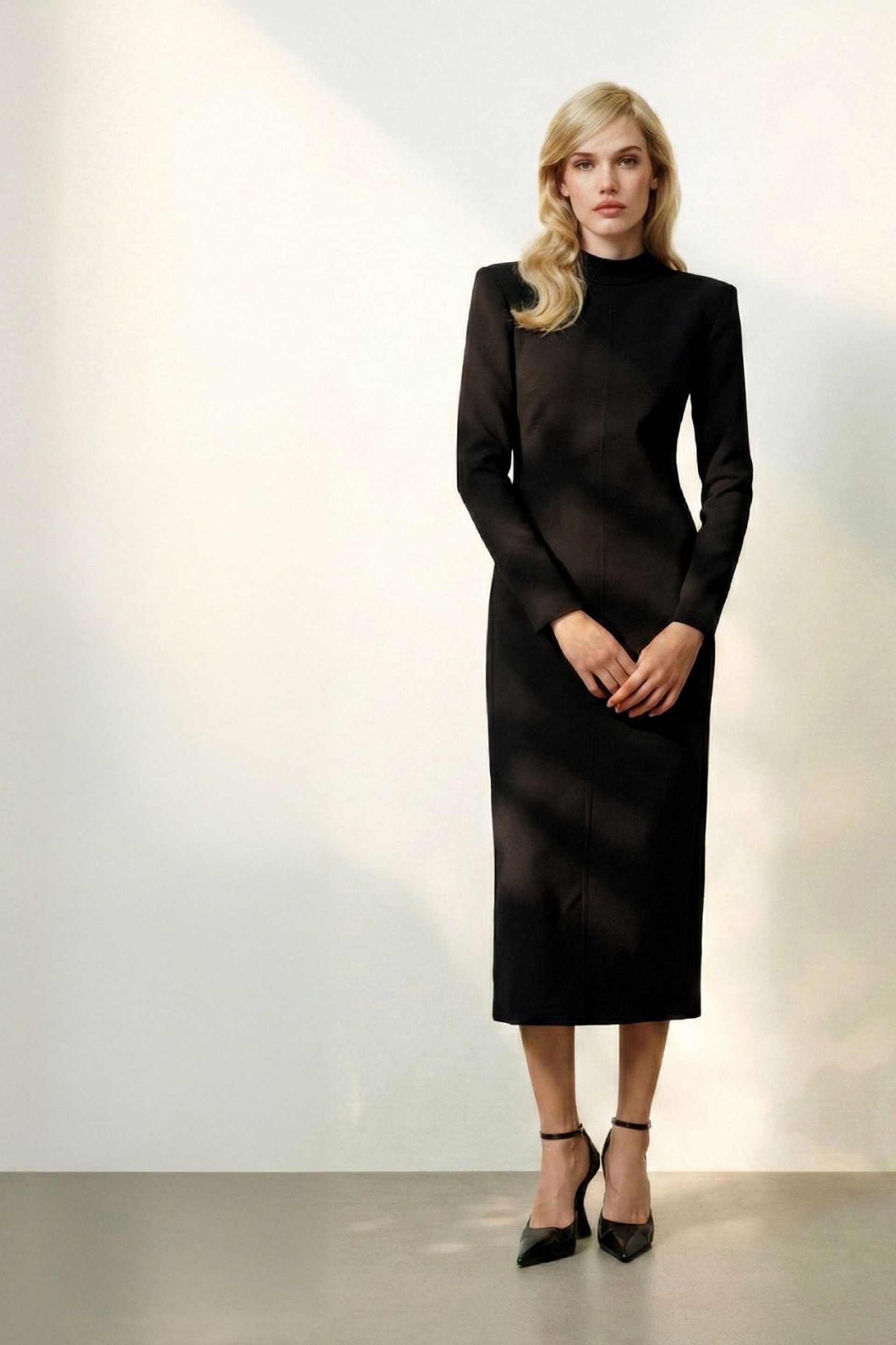 ELEGANTNA MIDI CRNA HALJINA – PS Fashion, ELEGANTNA MIDI CRNA HALJINA