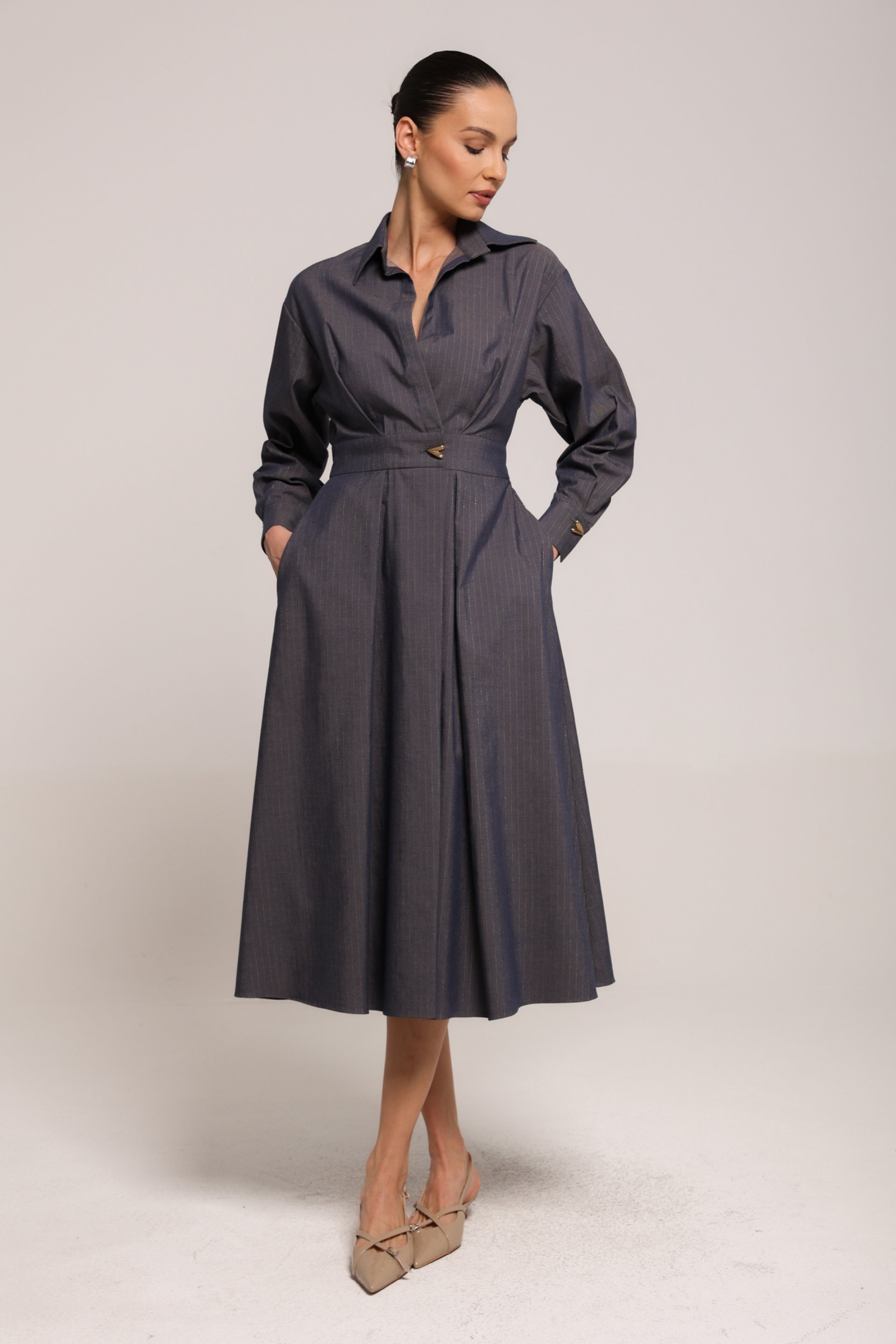 STRUKIRANA HALJINA SA PRUGASTIM DEZENOM – PS Fashion, STRUKIRANA HALJINA SA PRUGASTIM DEZENOM