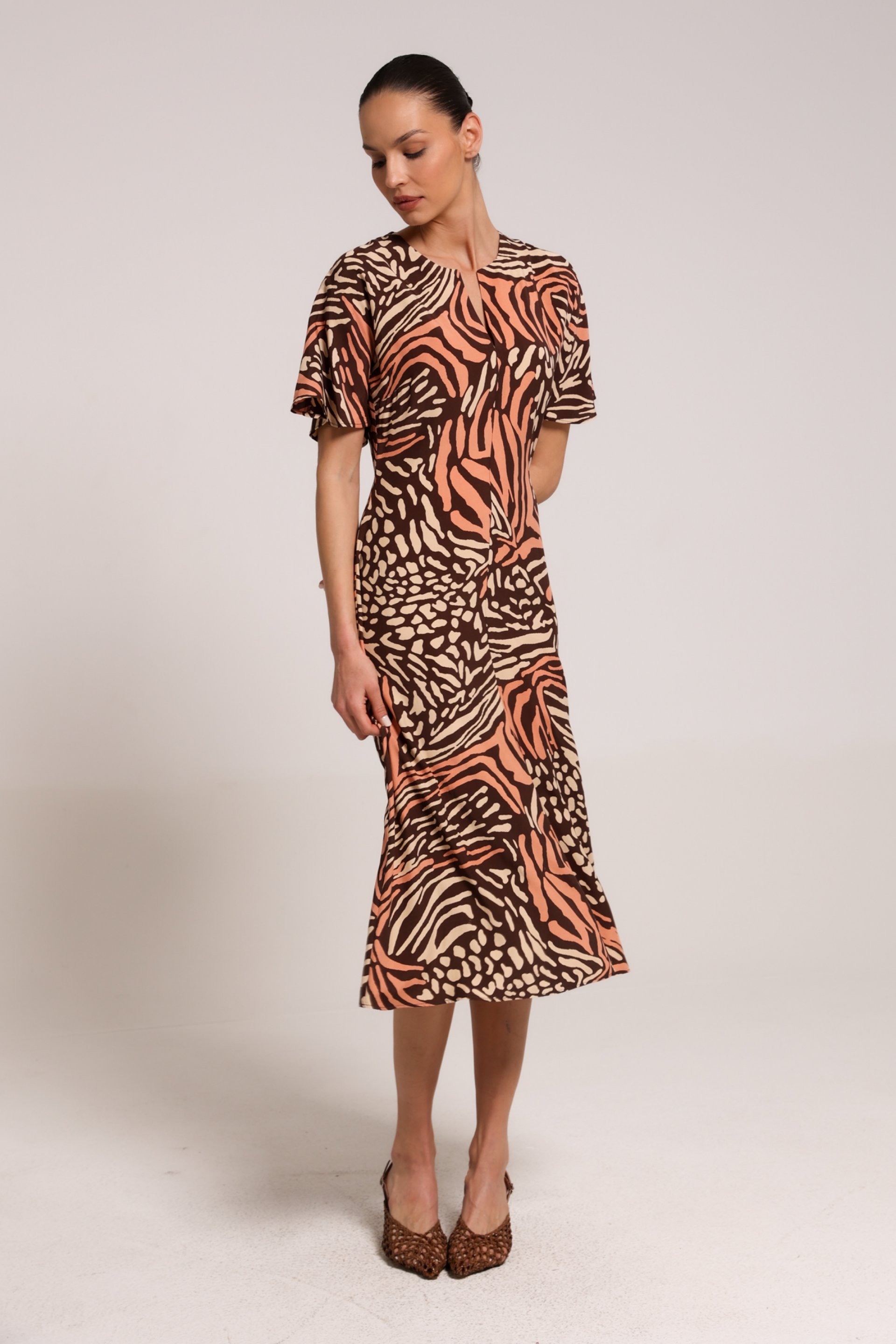 MIDI HALJINA SA APSTRAKTNIM PRINTOM – PS Fashion, MIDI HALJINA SA APSTRAKTNIM PRINTOM