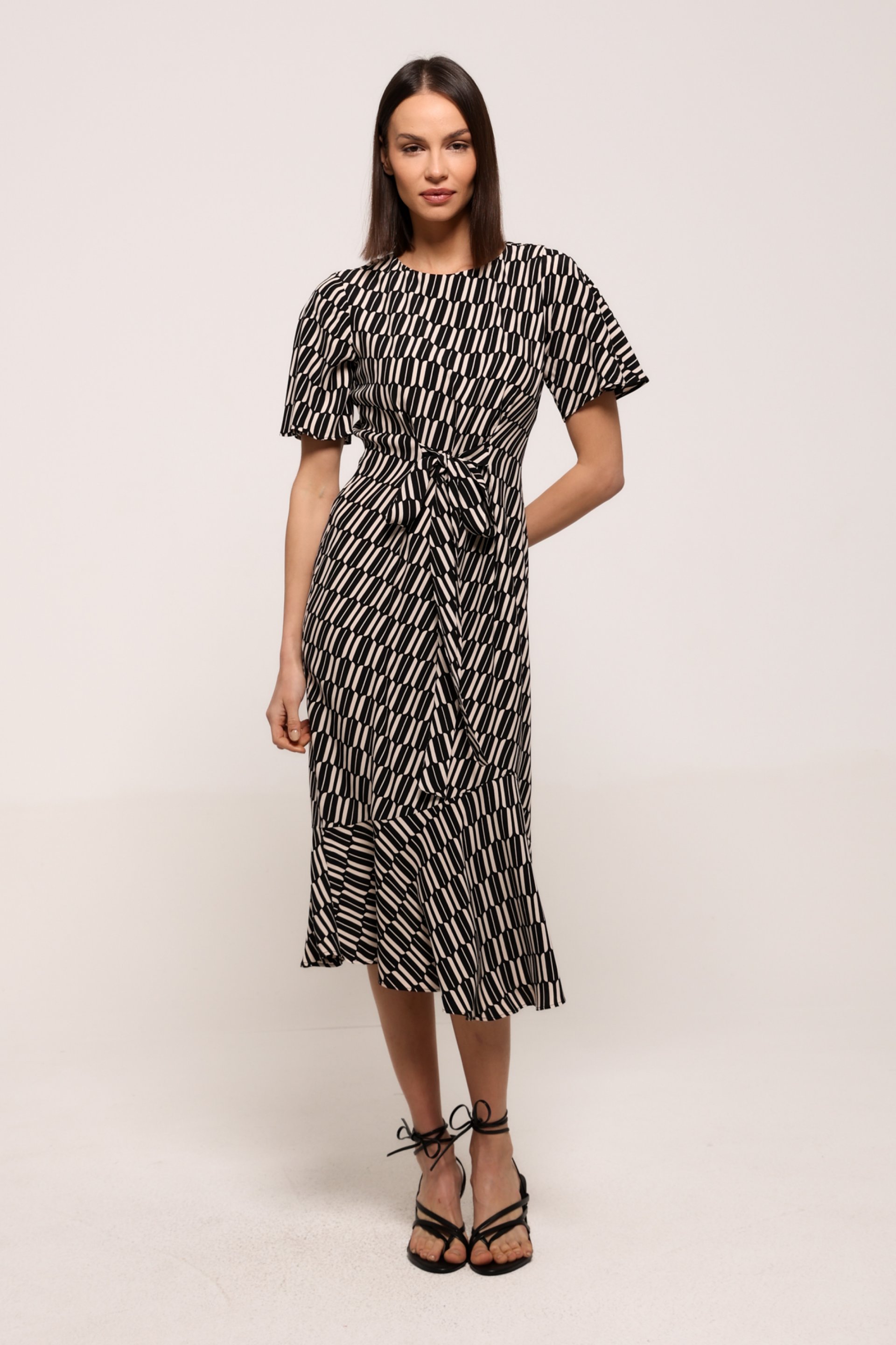 MIDI HALJINA SA GEOMETRIJSKIM DEZENOM – PS Fashion, MIDI HALJINA SA GEOMETRIJSKIM DEZENOM