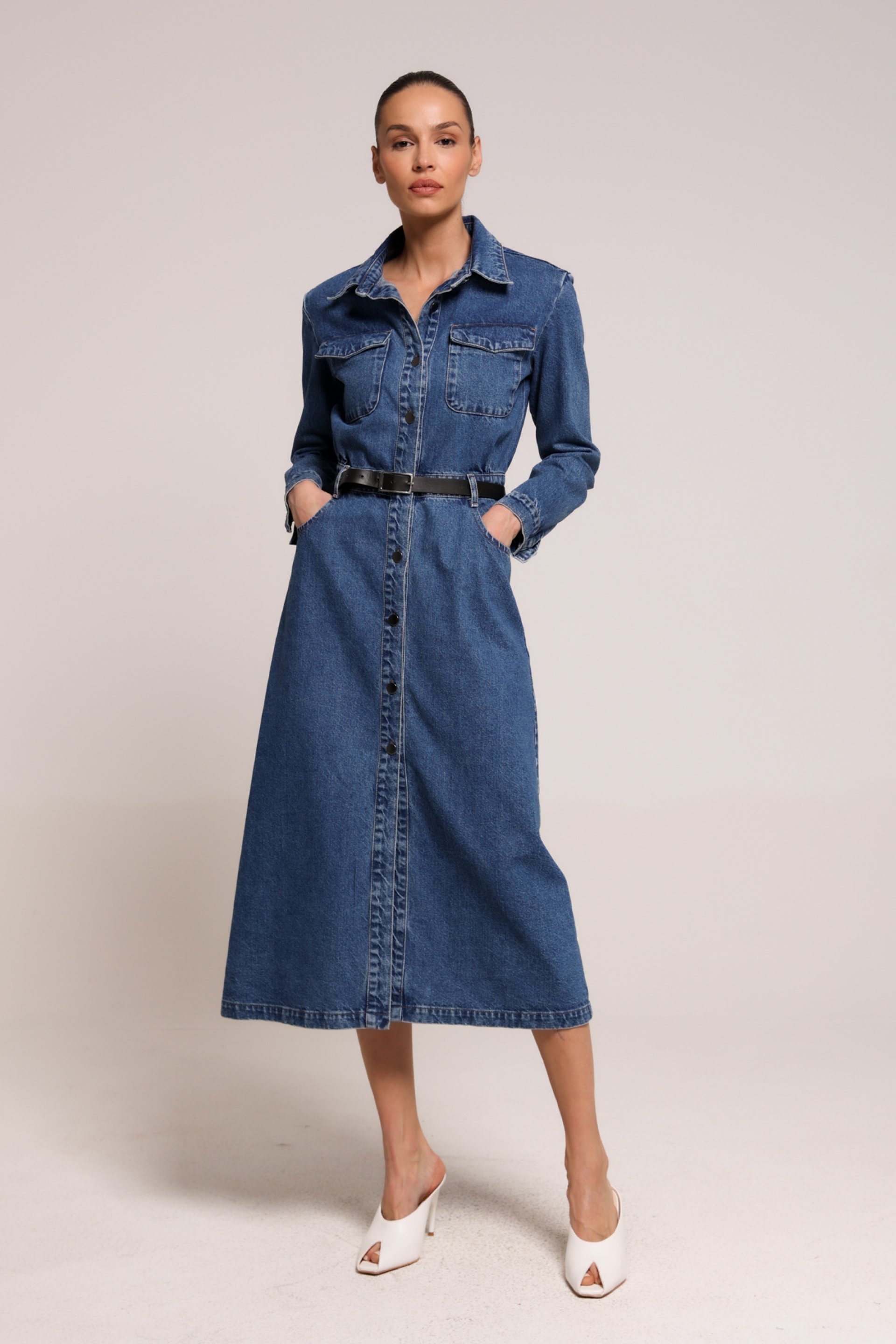 TEKSAS MIDI HALJINA SA KAIŠEM – PS Fashion, TEKSAS MIDI HALJINA SA KAIŠEM