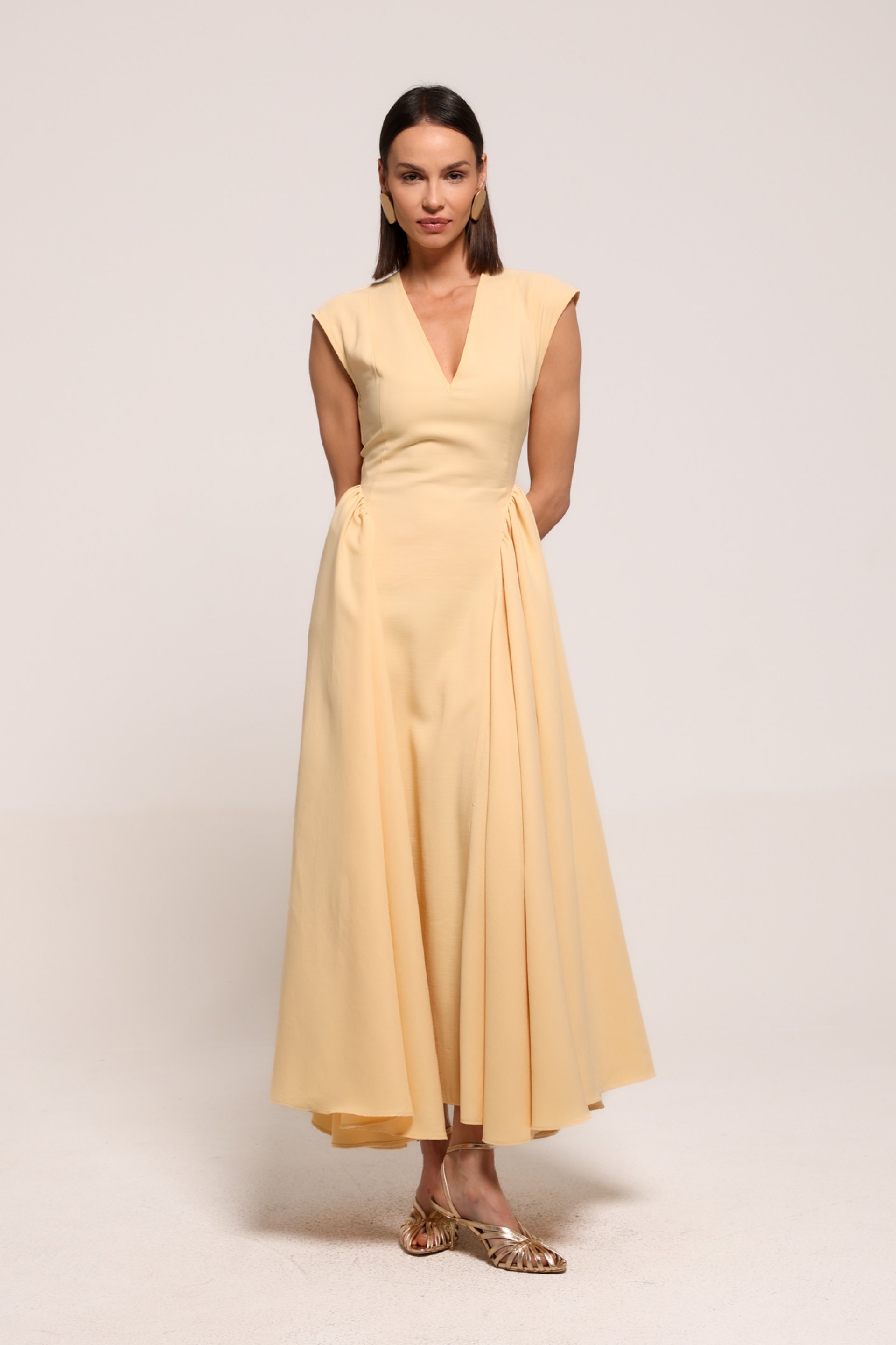 LEPRŠAVA MIDI HALJINA SA NAGLAŠENIM STRUKOM – PS Fashion, LEPRŠAVA MIDI HALJINA SA NAGLAŠENIM STRUKOM