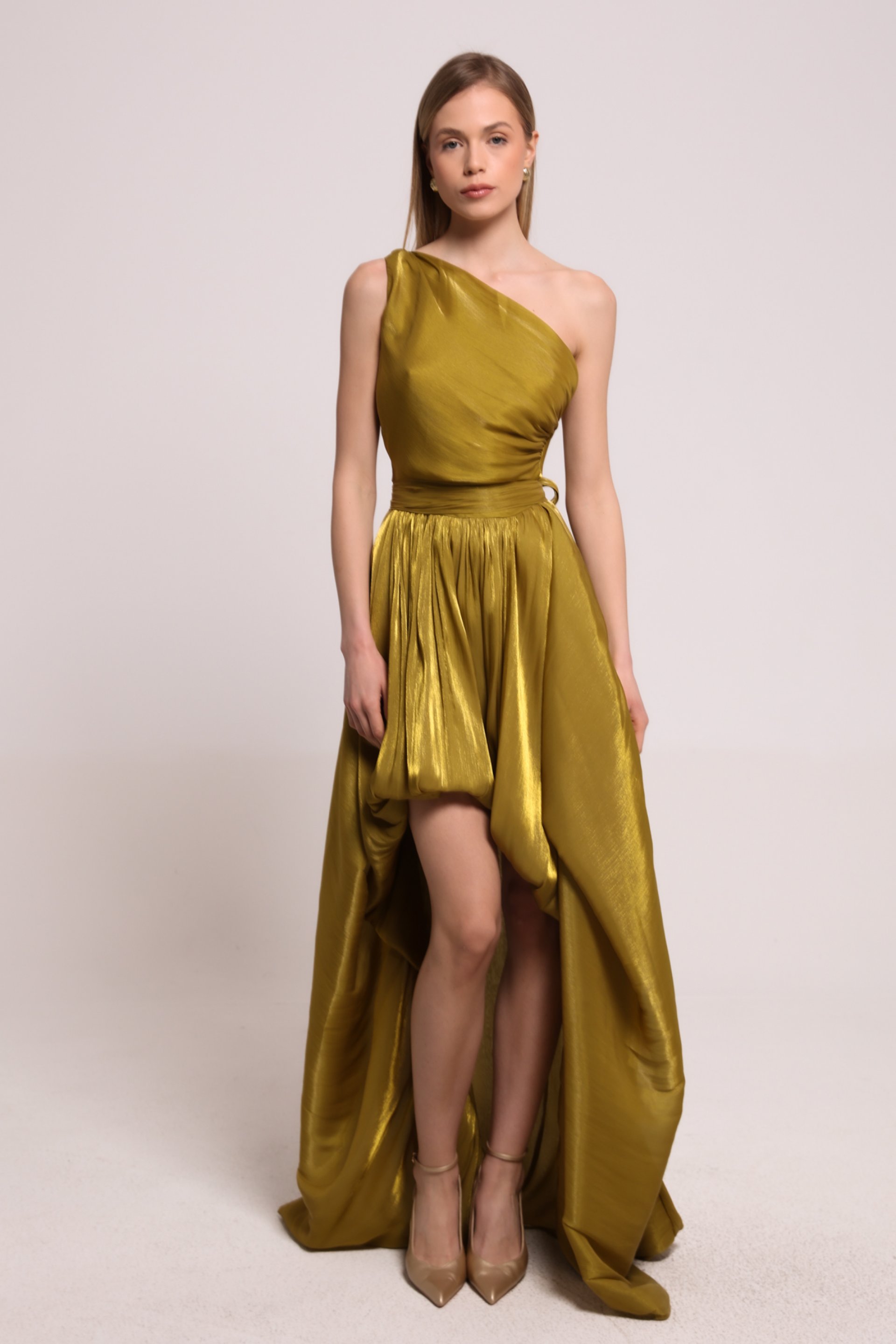 ASIMETRIČNA ZELENA HALJINA NA JEDNO RAME – PS Fashion, ASIMETRIČNA ZELENA HALJINA NA JEDNO RAME