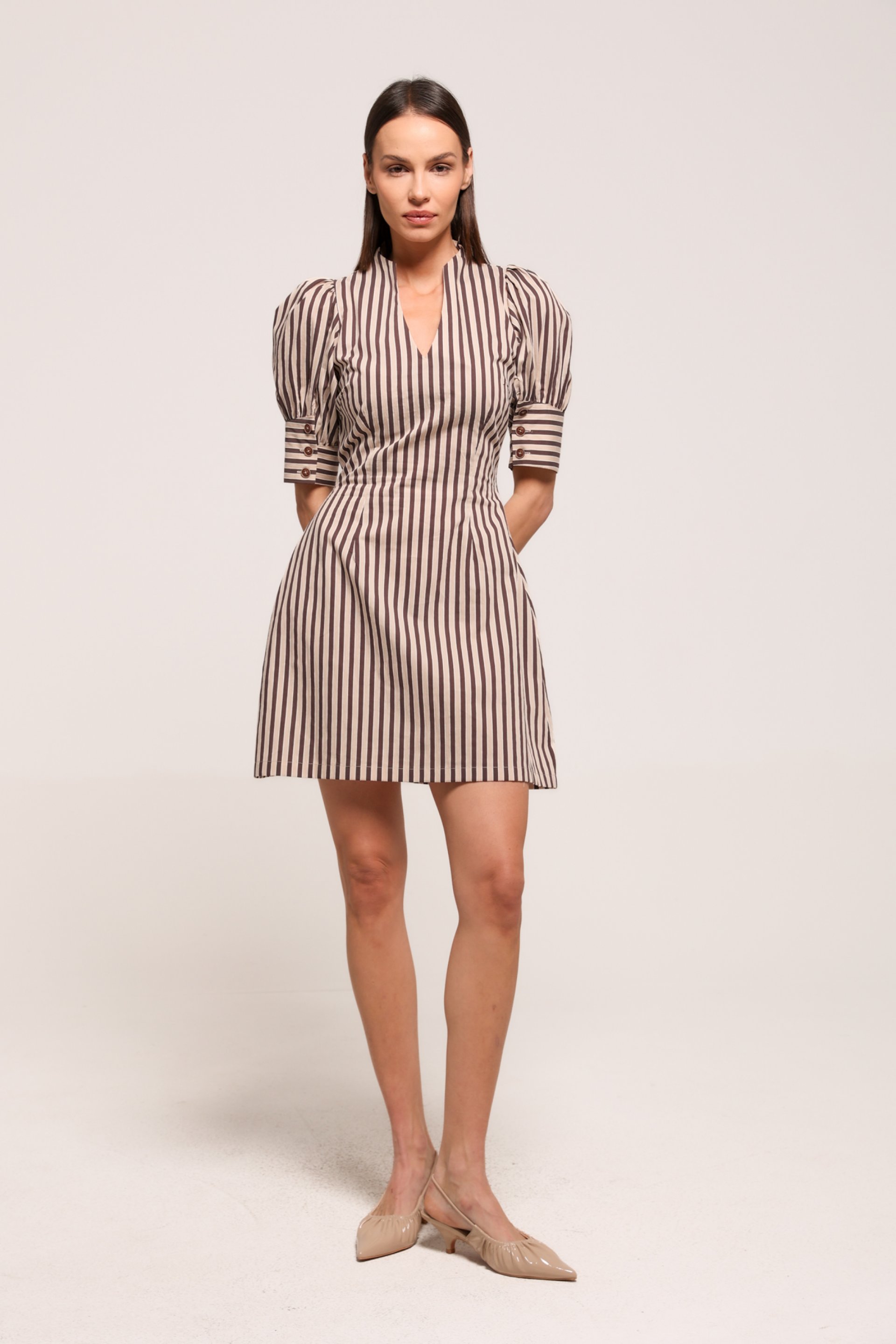 PRUGASTA MINI HALJINA SA PUF RUKAVIMA – PS Fashion, PRUGASTA MINI HALJINA SA PUF RUKAVIMA