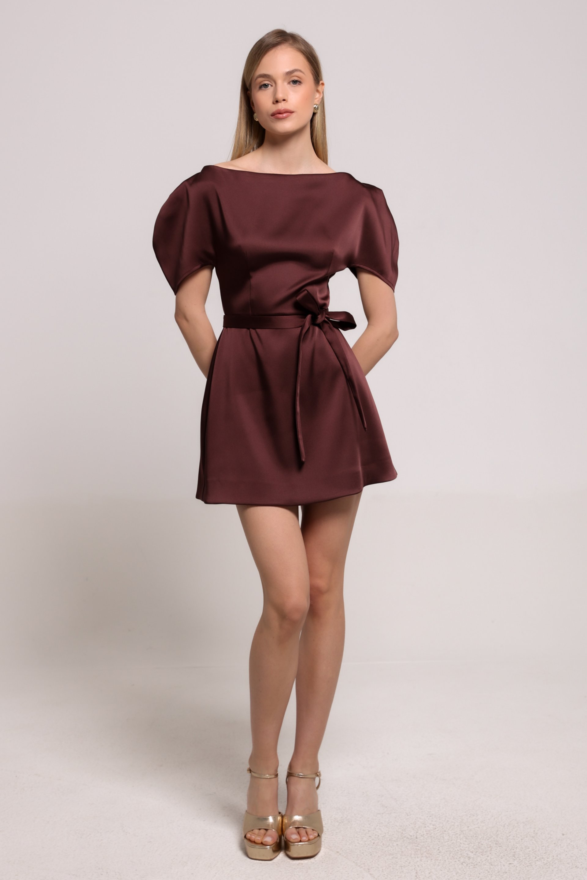 BORDO MINI HALJINA SA POJASOM – PS Fashion, BORDO MINI HALJINA SA POJASOM